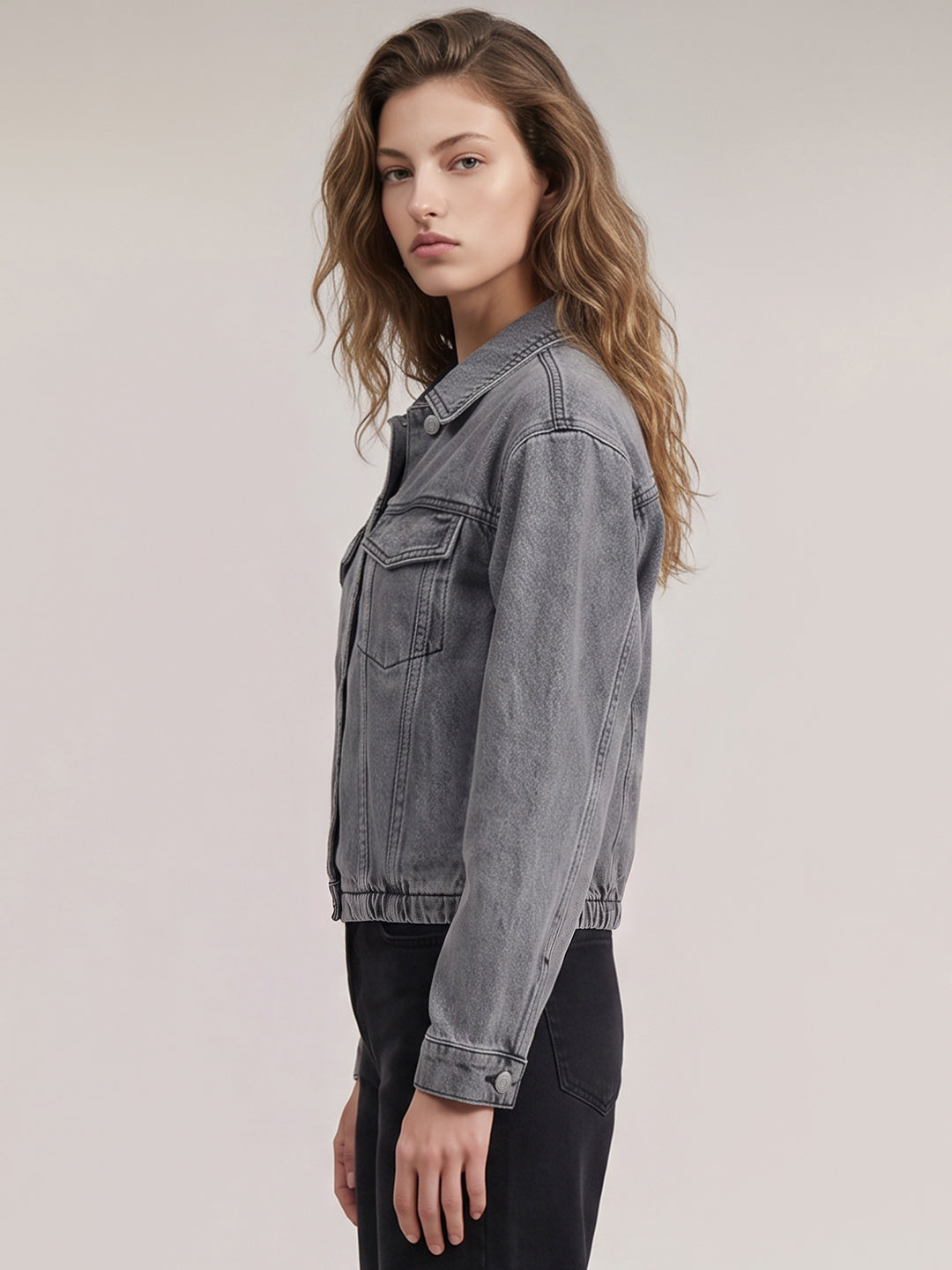 Grey washed denim jacket