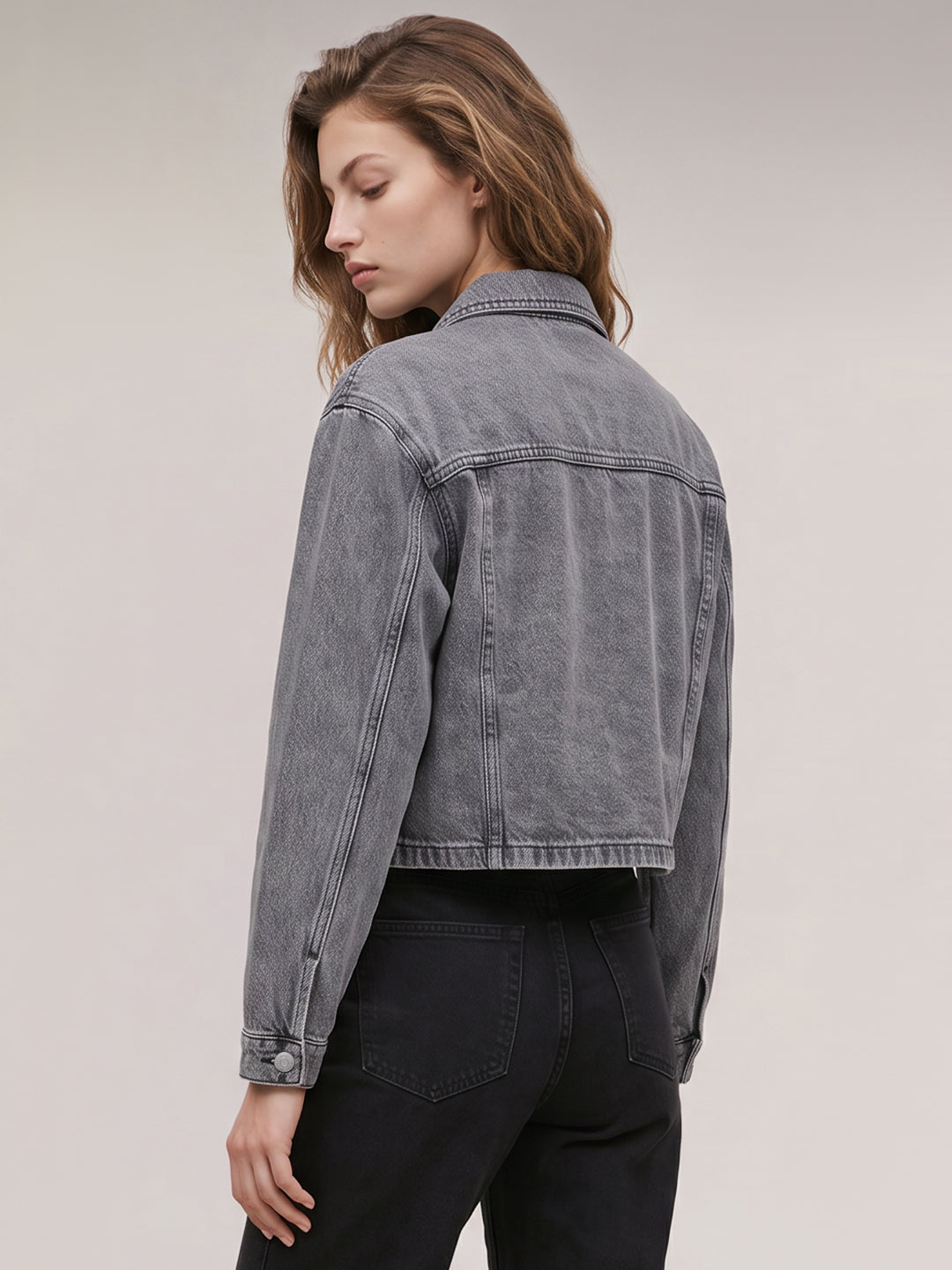Grey washed denim jacket