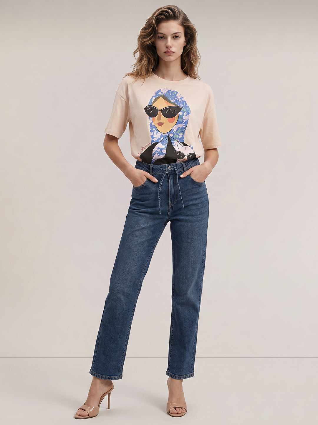 Blue High Rise Straight Fit Jeans
