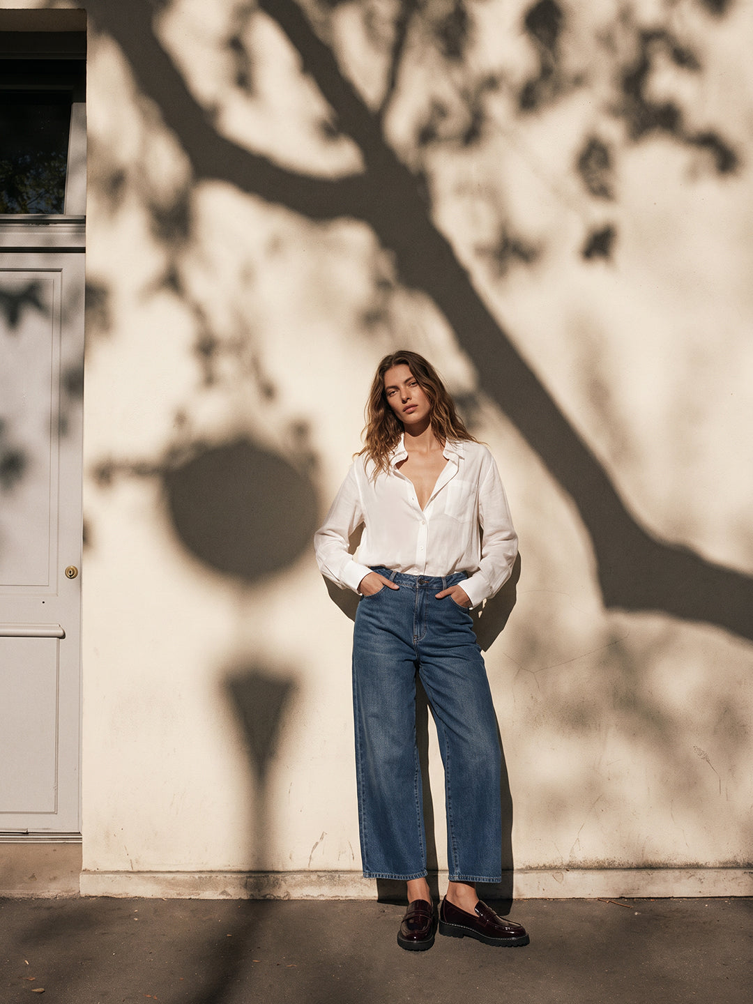 Blue High Rise Wide Leg Jeans