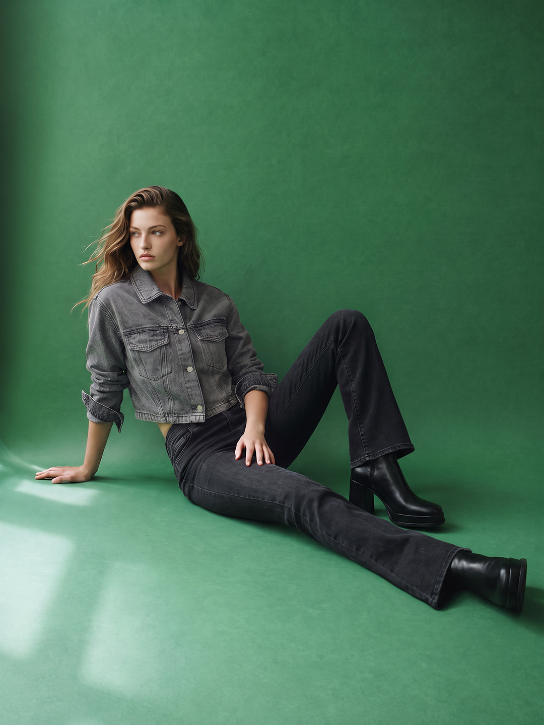 Grey High Rise Flared Jeans