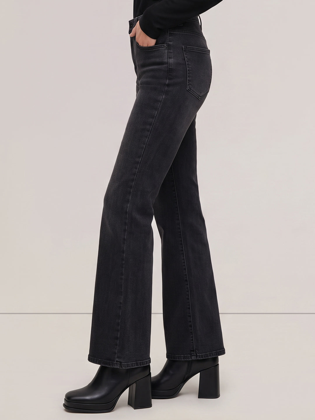 Grey High Rise Flared Jeans