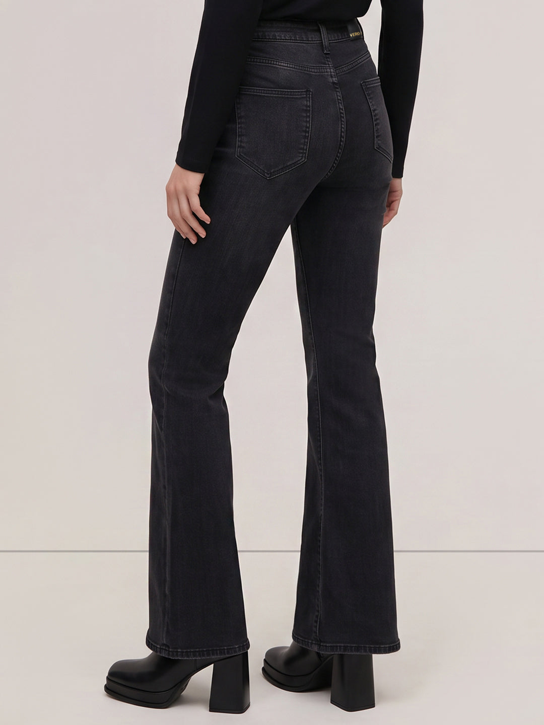 Grey High Rise Flared Jeans