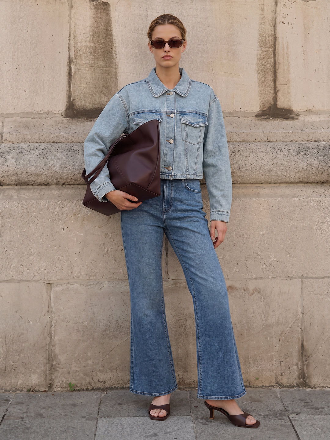 Blue High Rise Flared Jeans