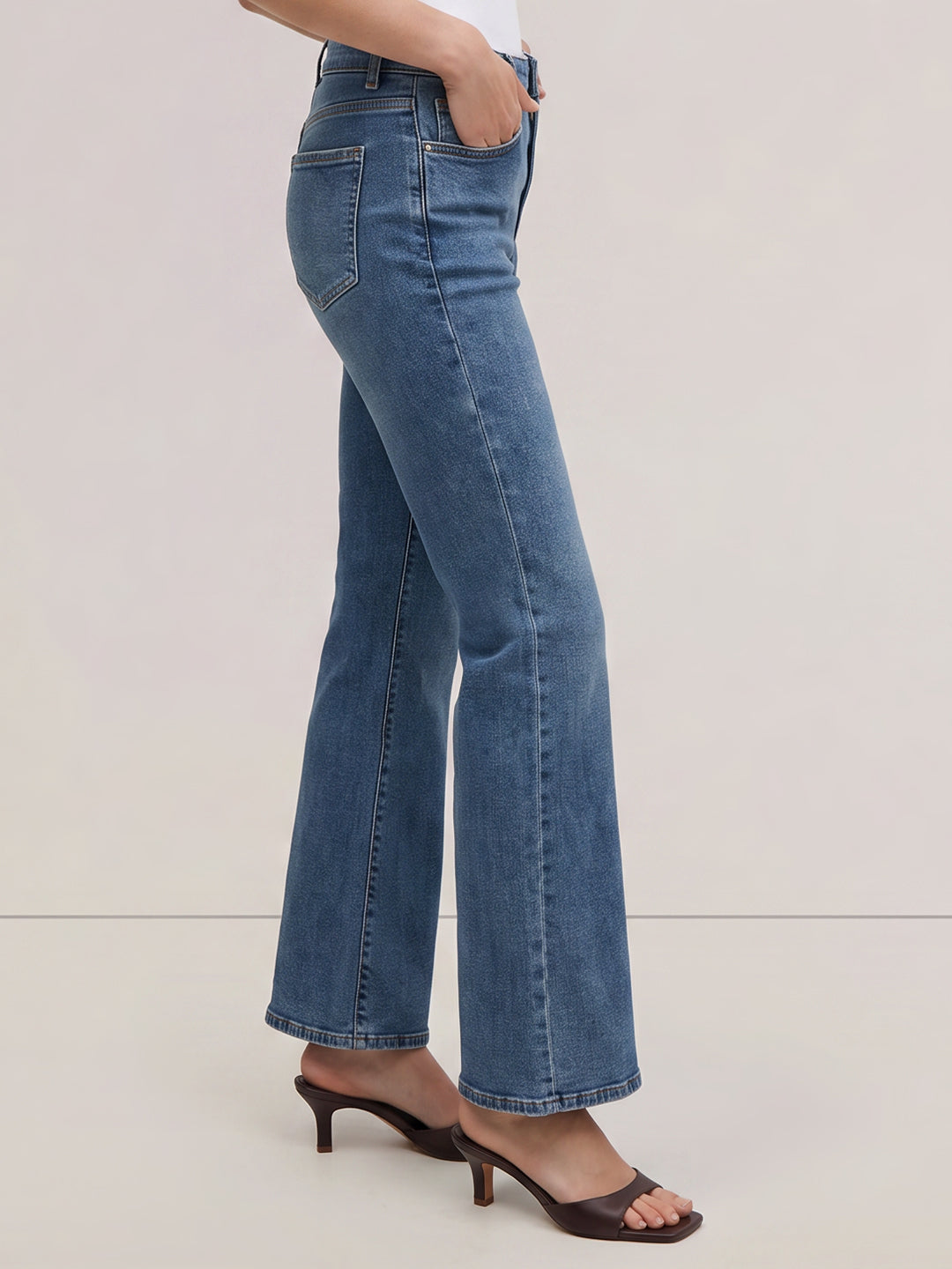 Blue High Rise Flared Jeans