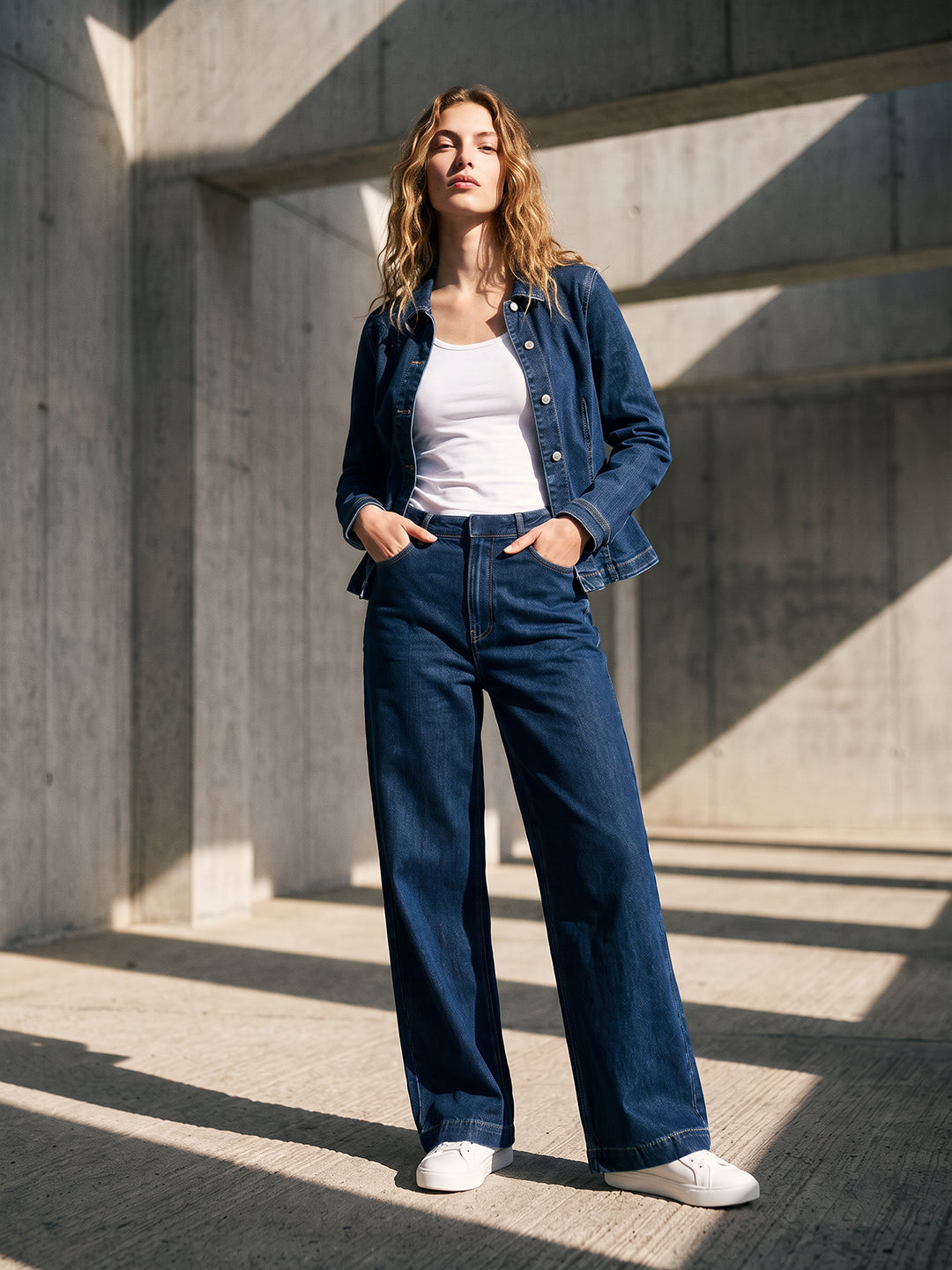 Dark Blue Wide Leg Jeans