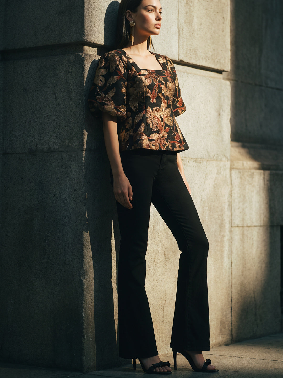 Floral Puff Sleeves Top
