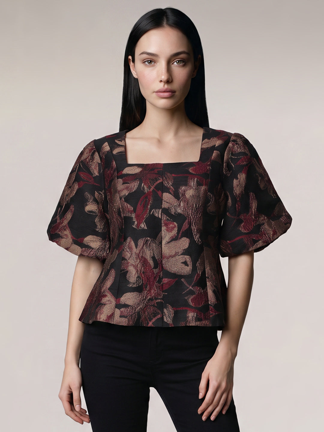 Floral Puff Sleeves Top