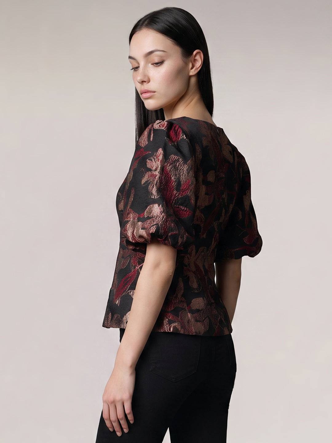 Floral Puff Sleeves Top