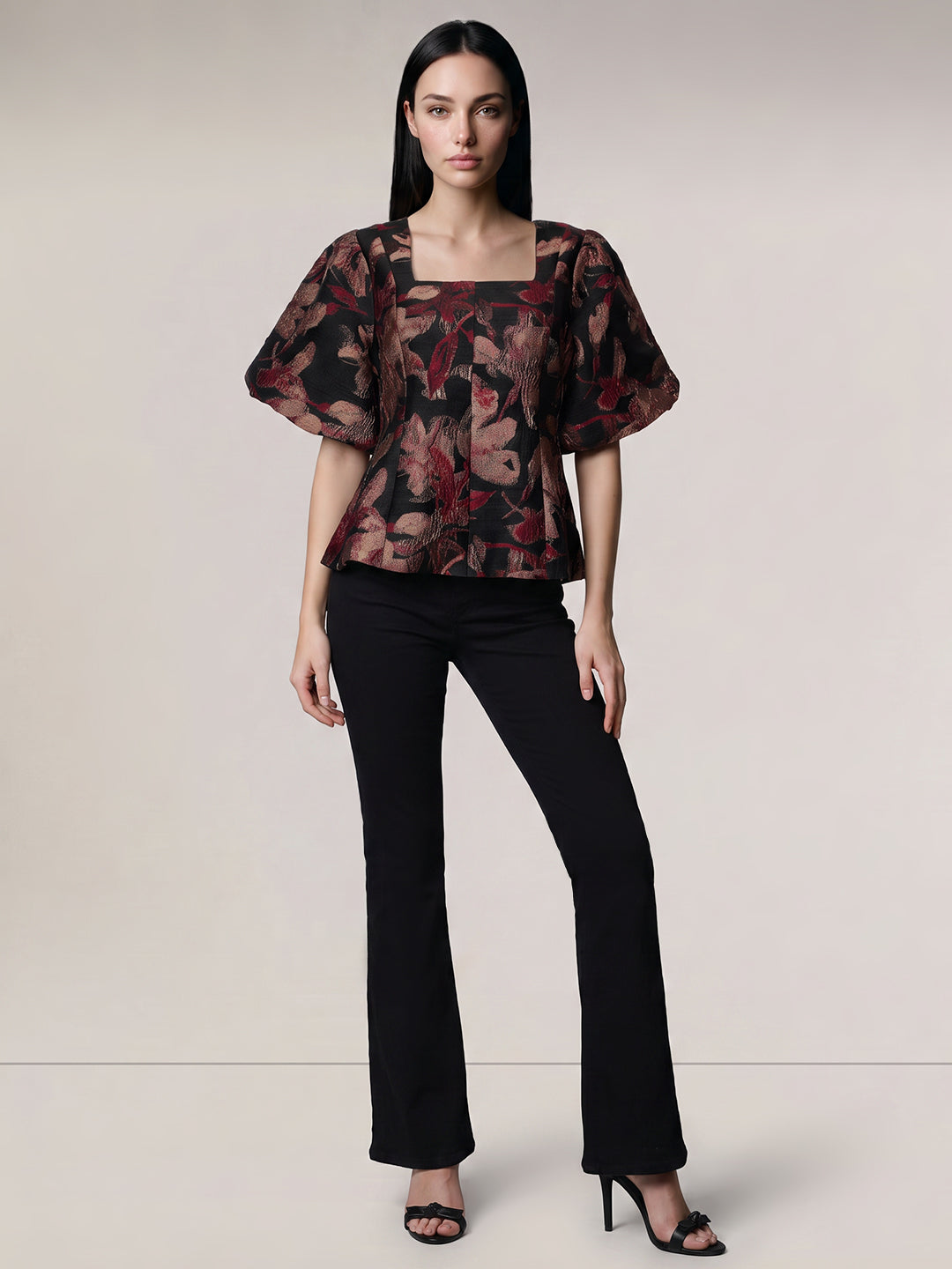 Floral Puff Sleeves Top
