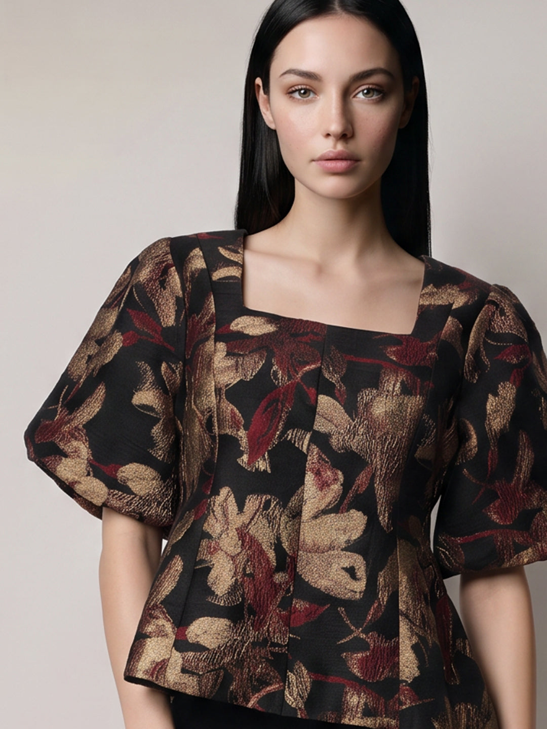 Floral Puff Sleeves Top