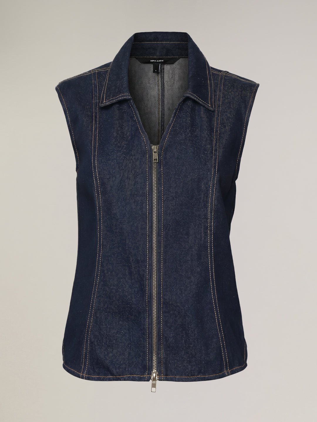 Dark Blue Sleeveless Denim Top