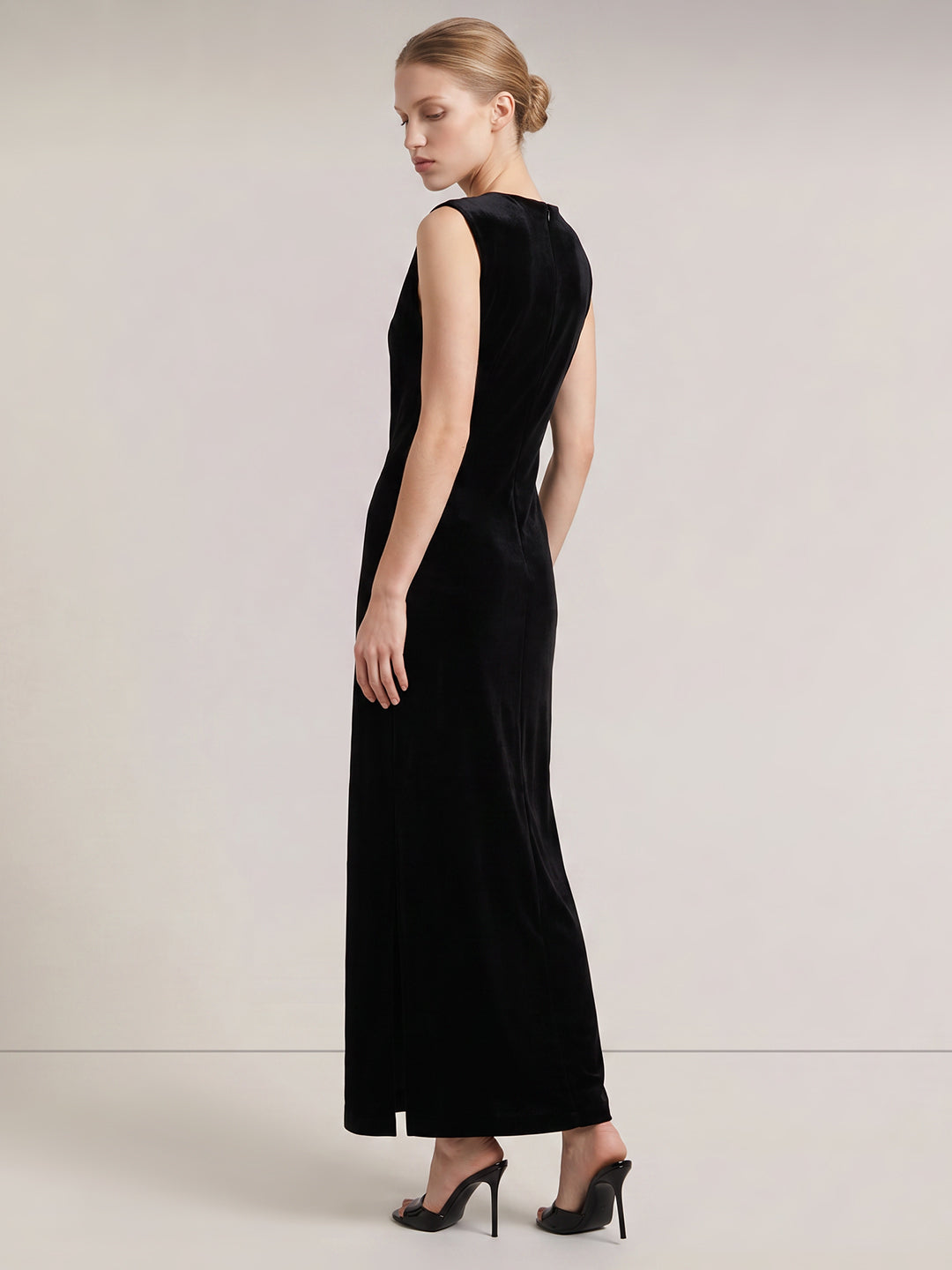 One-Shoulder Velvet Maxi Dress