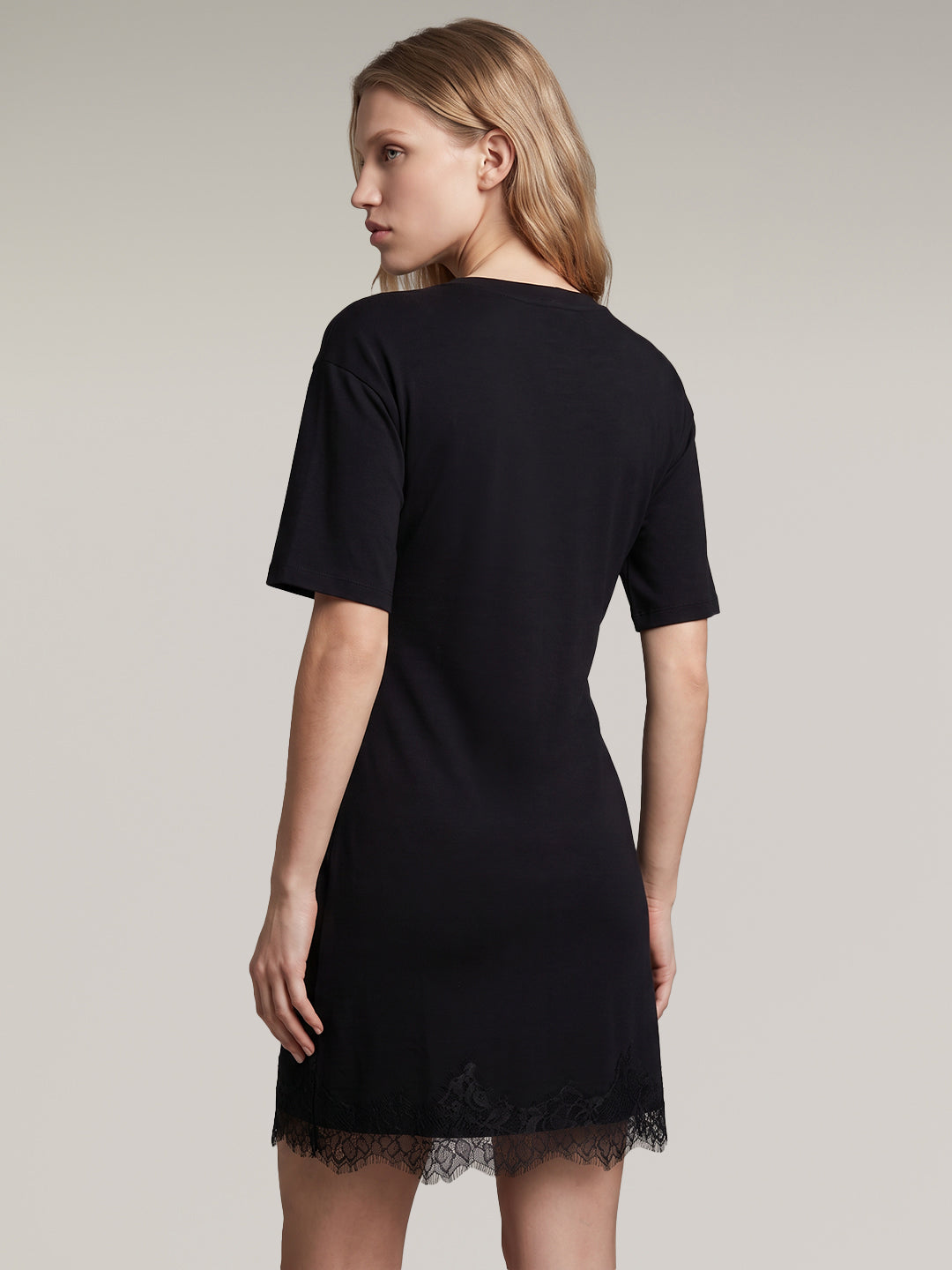 Black Lace Hem Dress