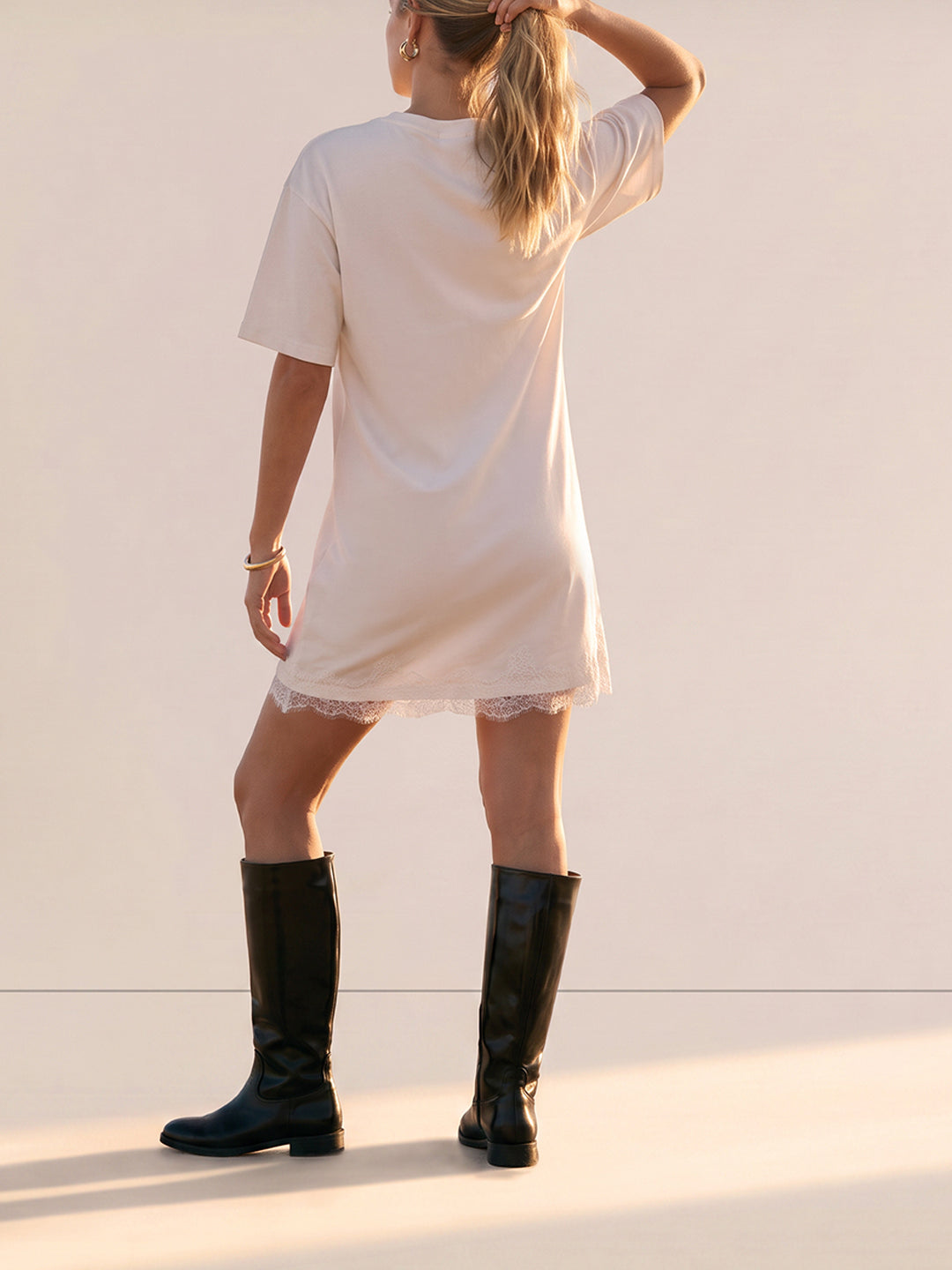 White Lace Hem Dress