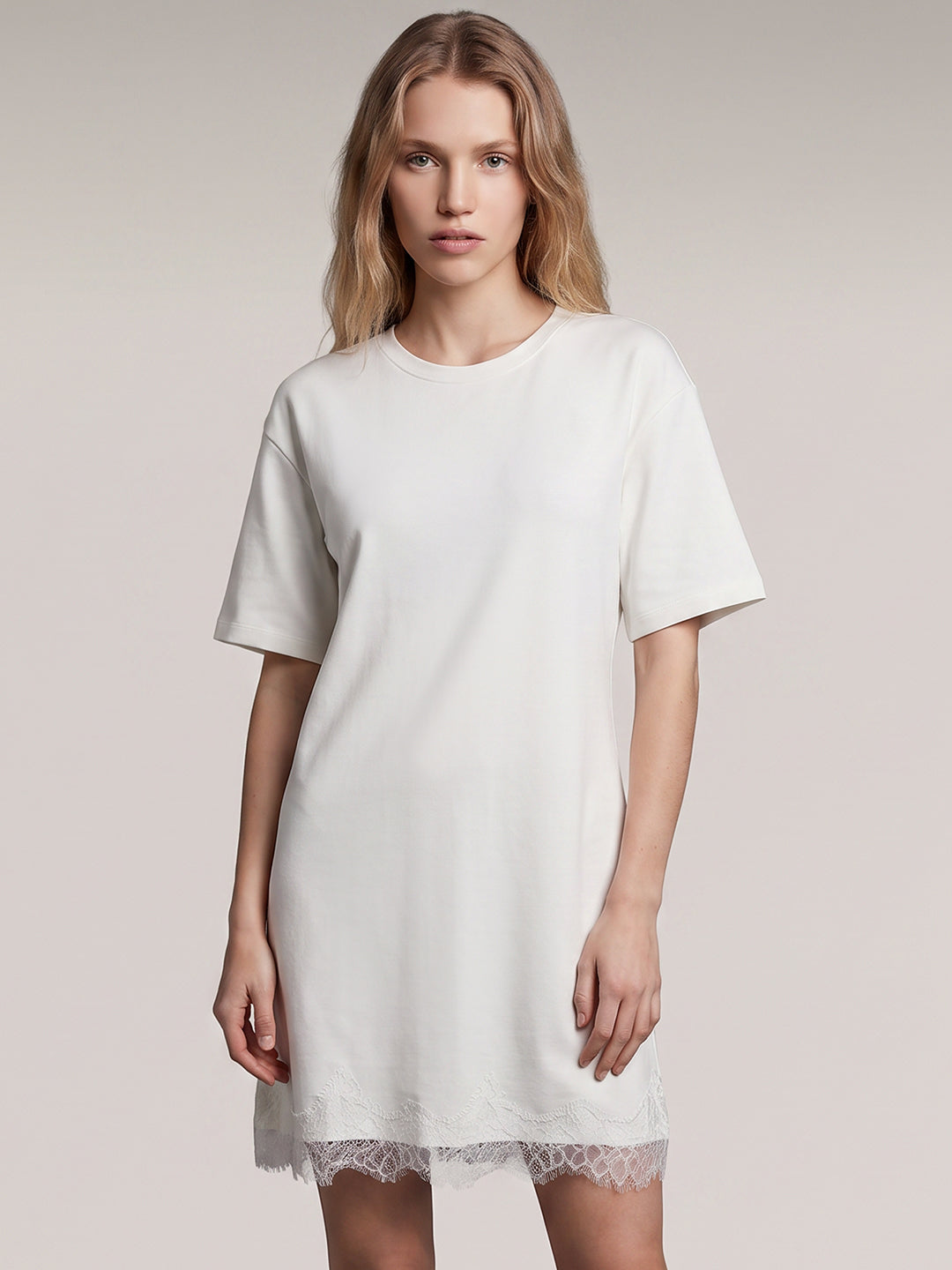 White Lace Hem Dress