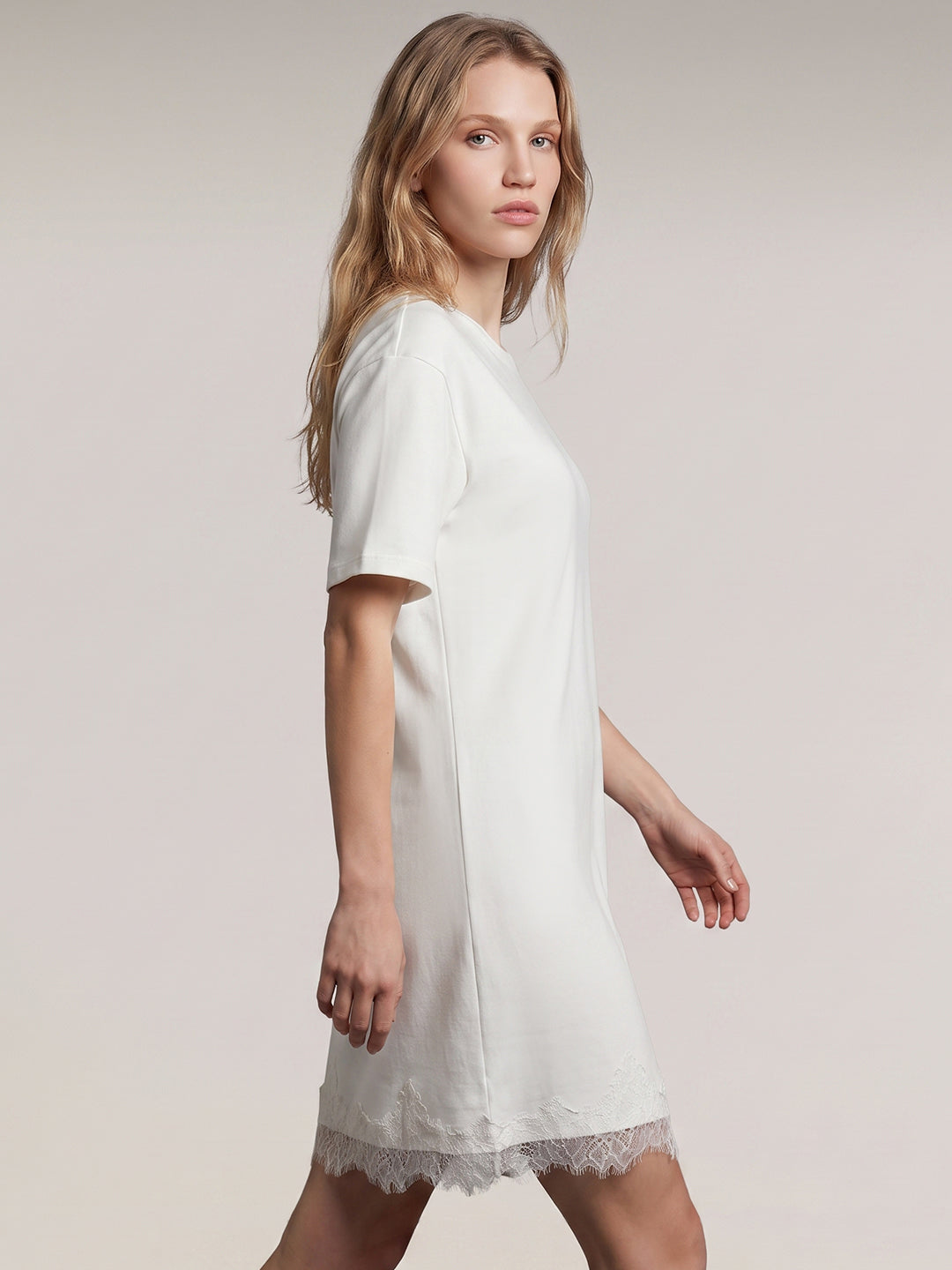White Lace Hem Dress