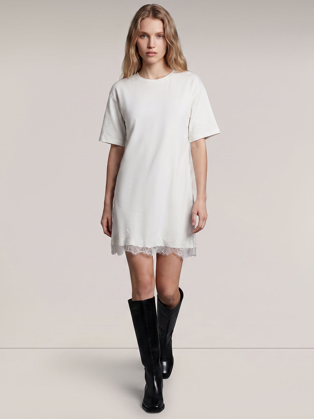 White Lace Hem Dress
