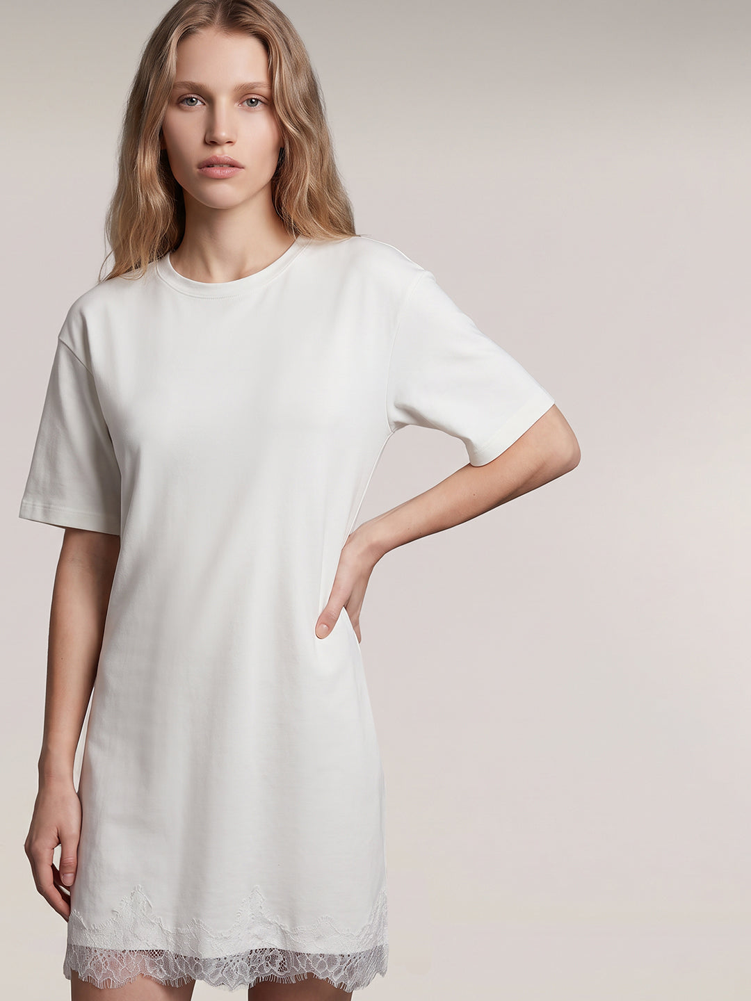 White Lace Hem Dress