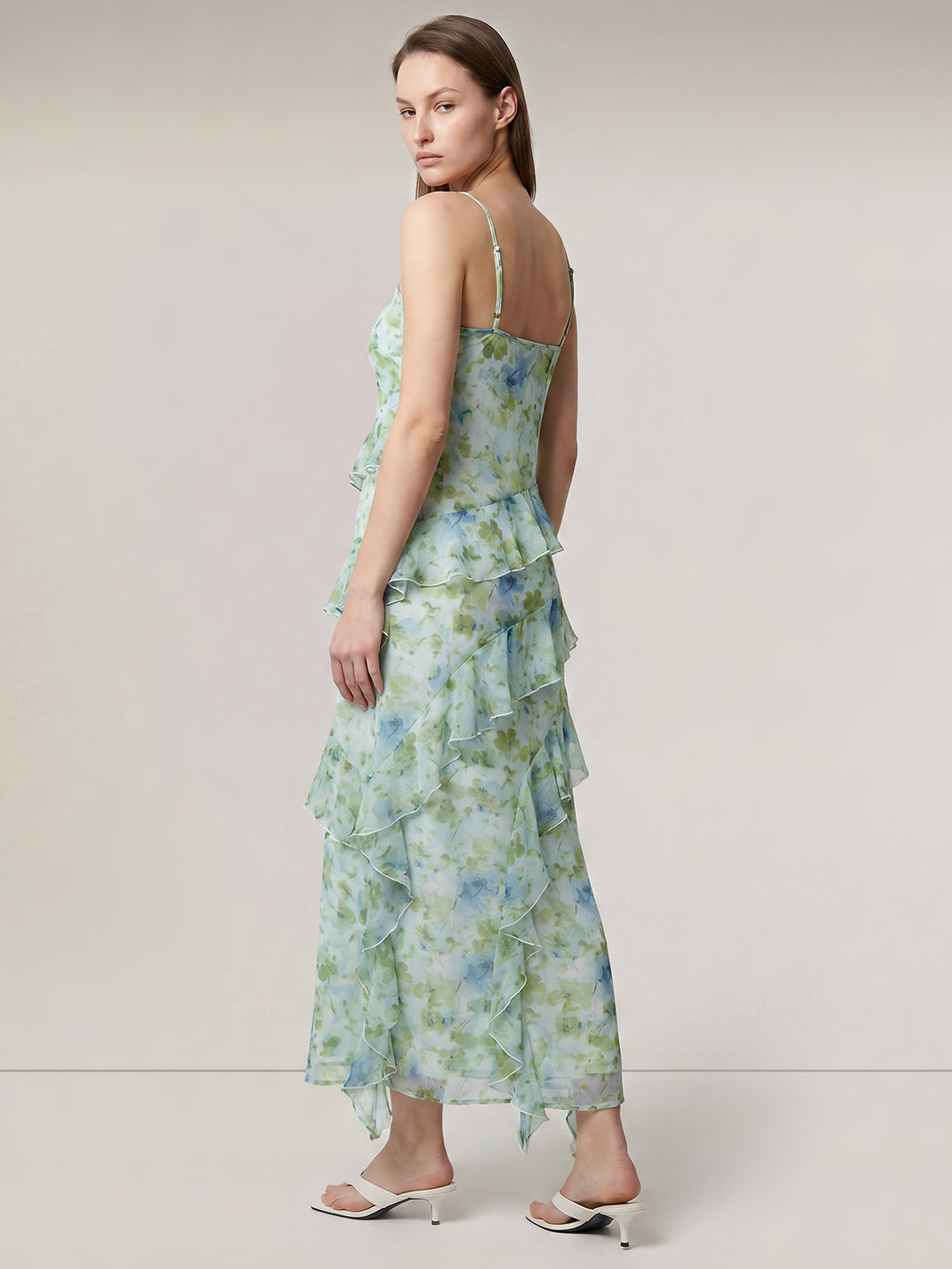 Pastel Blue Floral Frill Dress