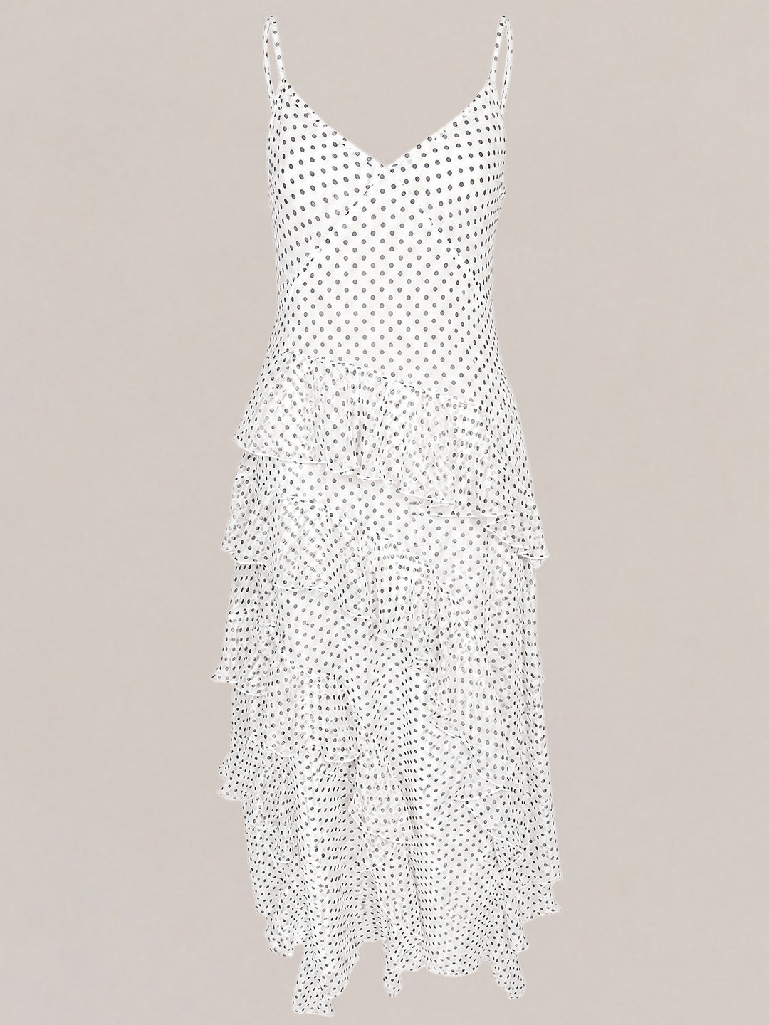 White Printed Long Frill Dress