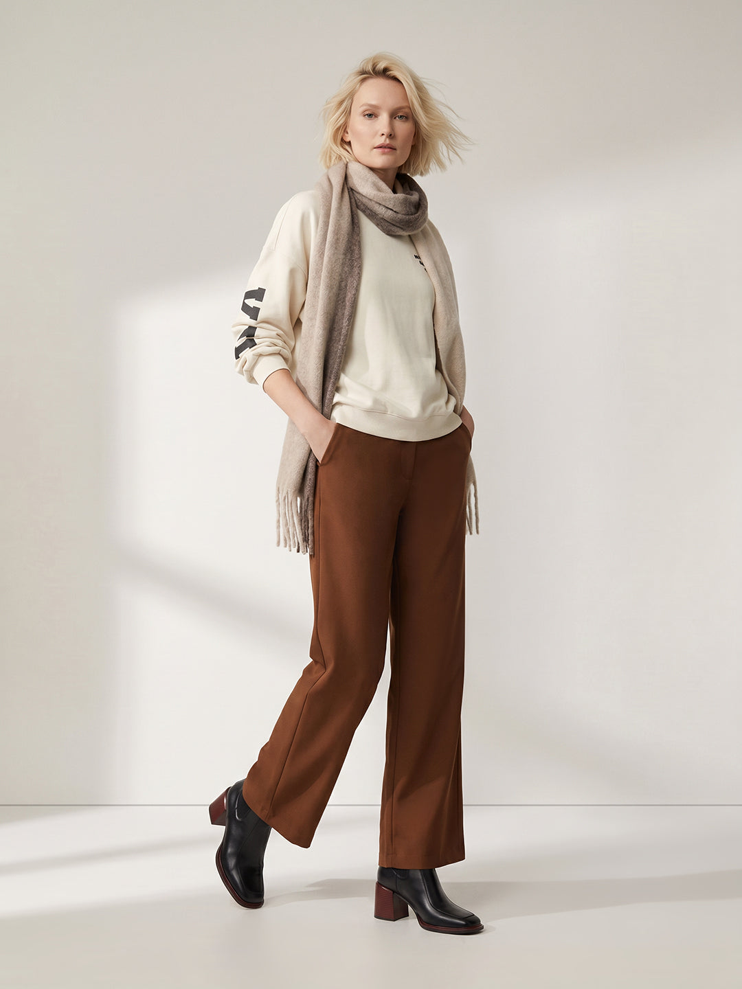 Brown High Rise Wide Leg Pants
