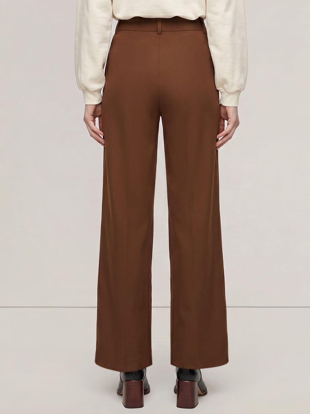 Brown High Rise Wide Leg Pants