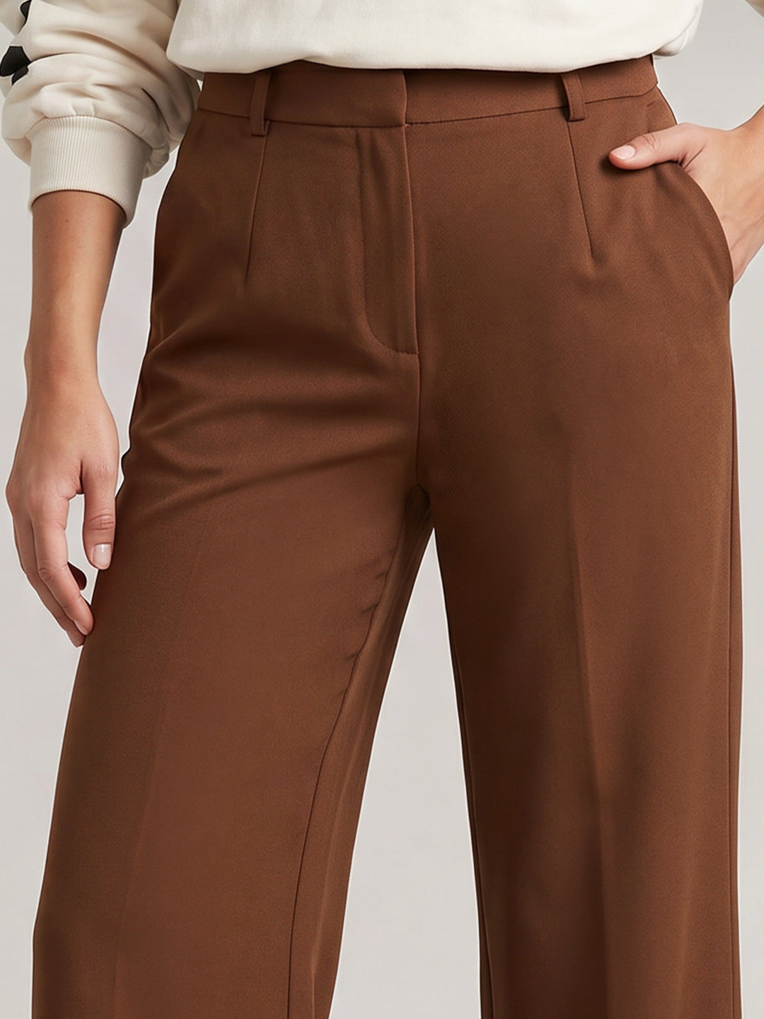 Brown High Rise Wide Leg Pants