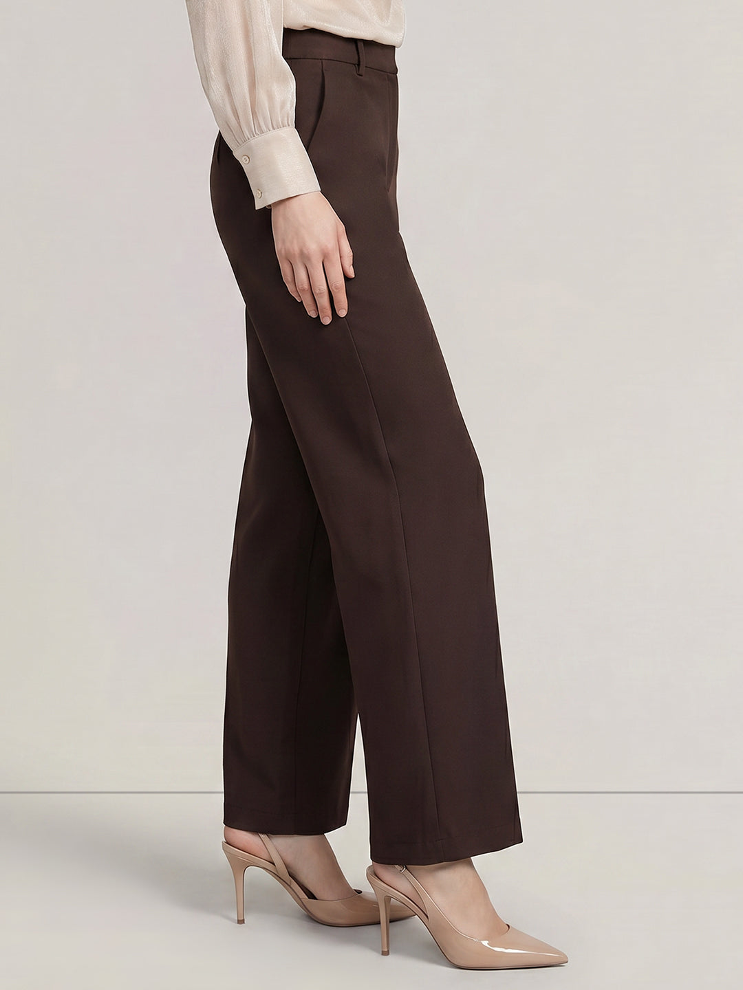 Dark Brown High Rise Wide Leg Pants