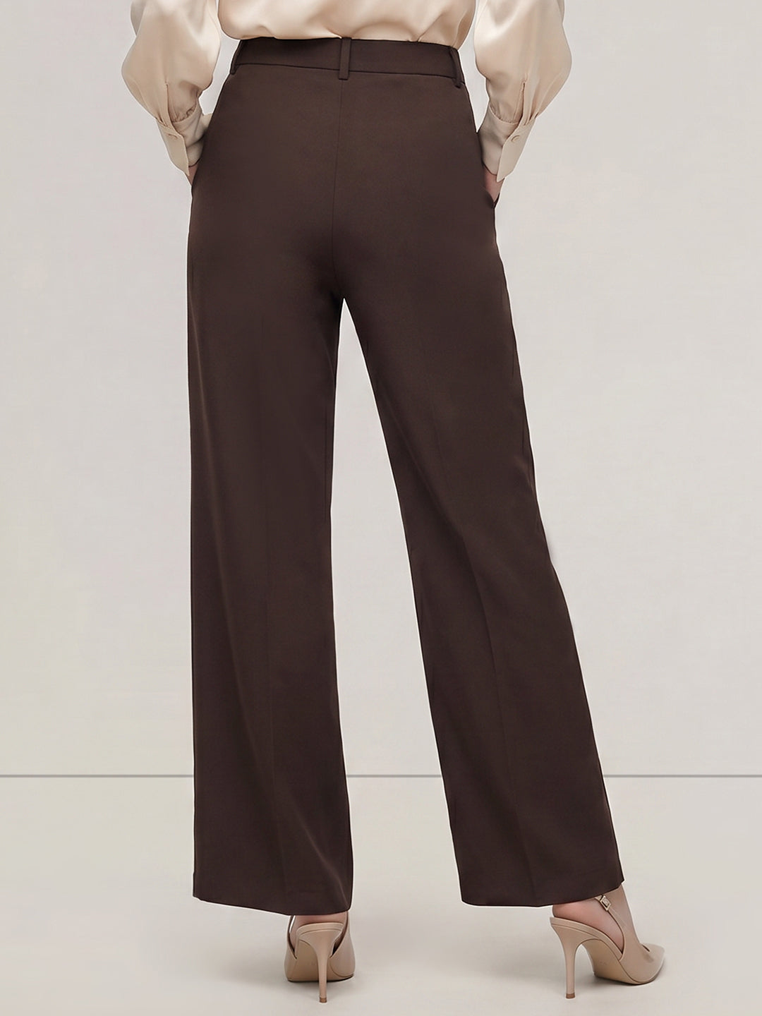 Dark Brown High Rise Wide Leg Pants