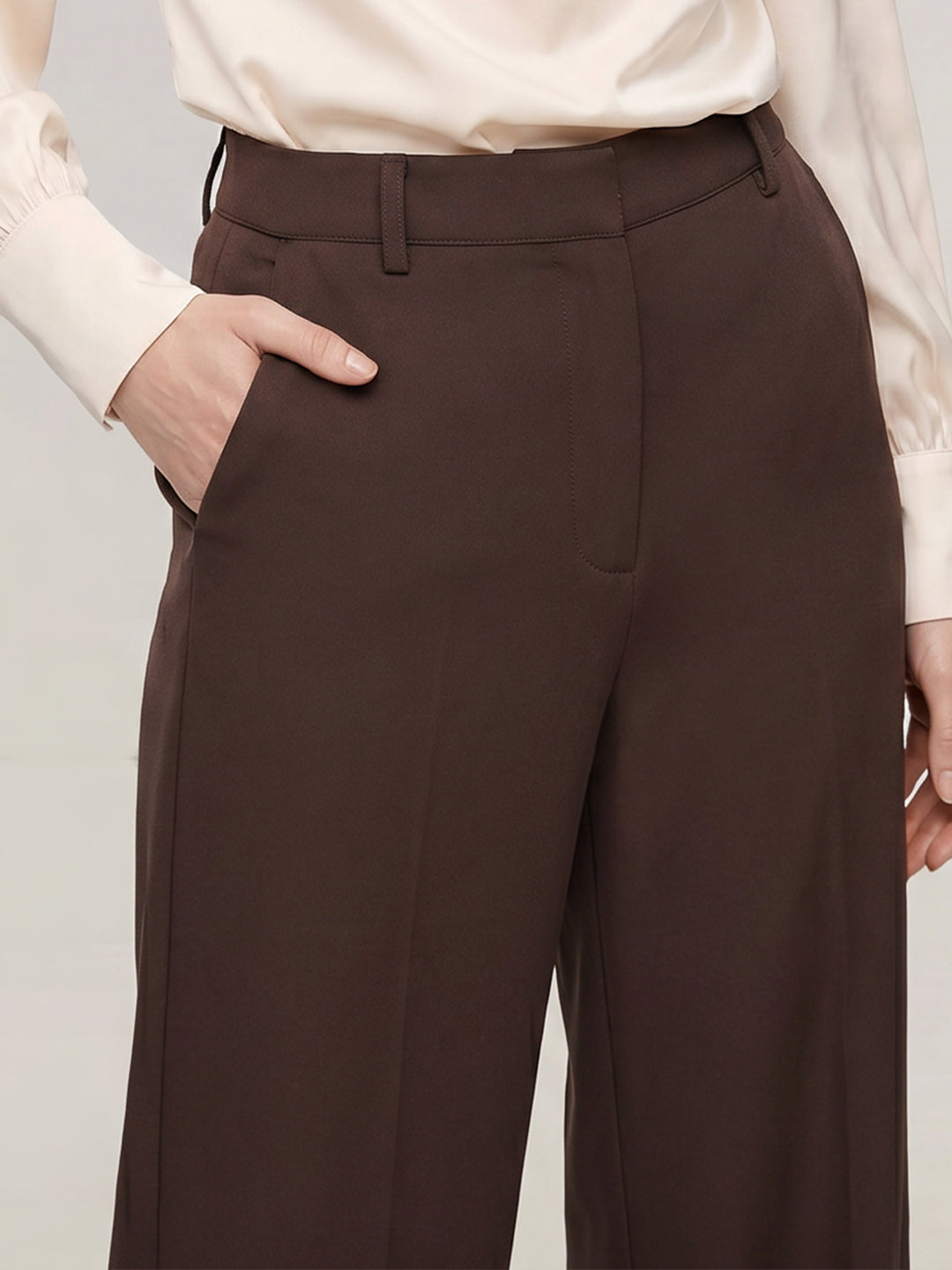 Dark Brown High Rise Wide Leg Pants