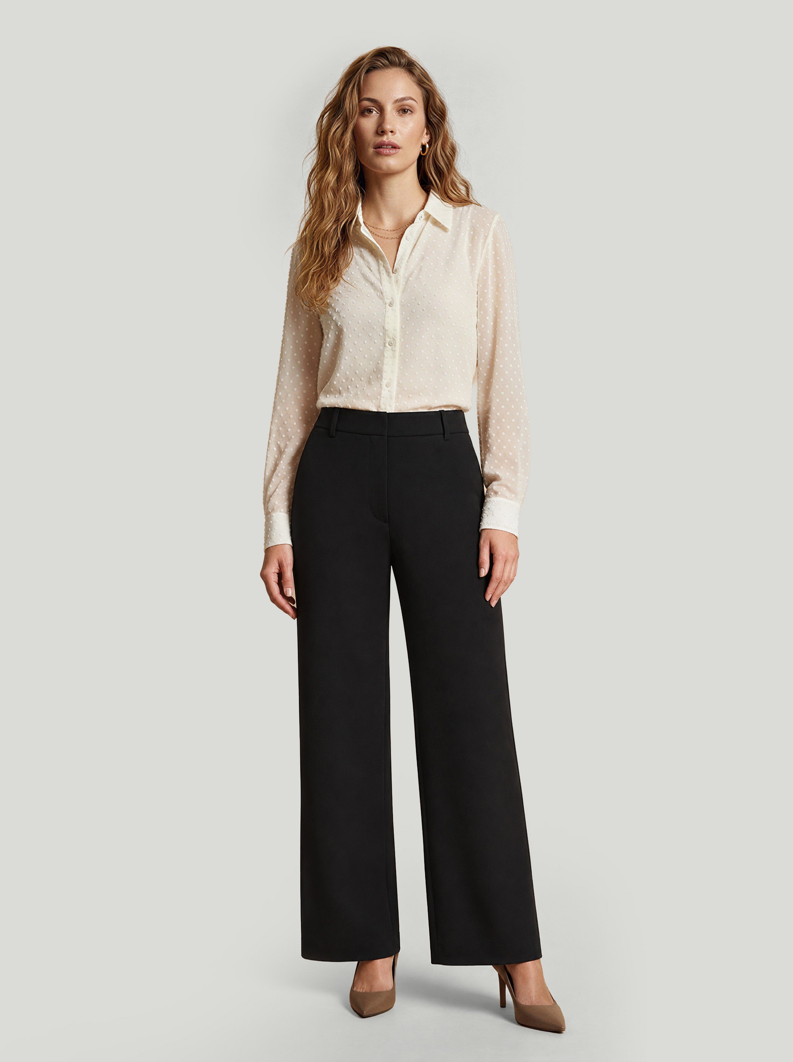 Black High Rise Wide Leg Pants