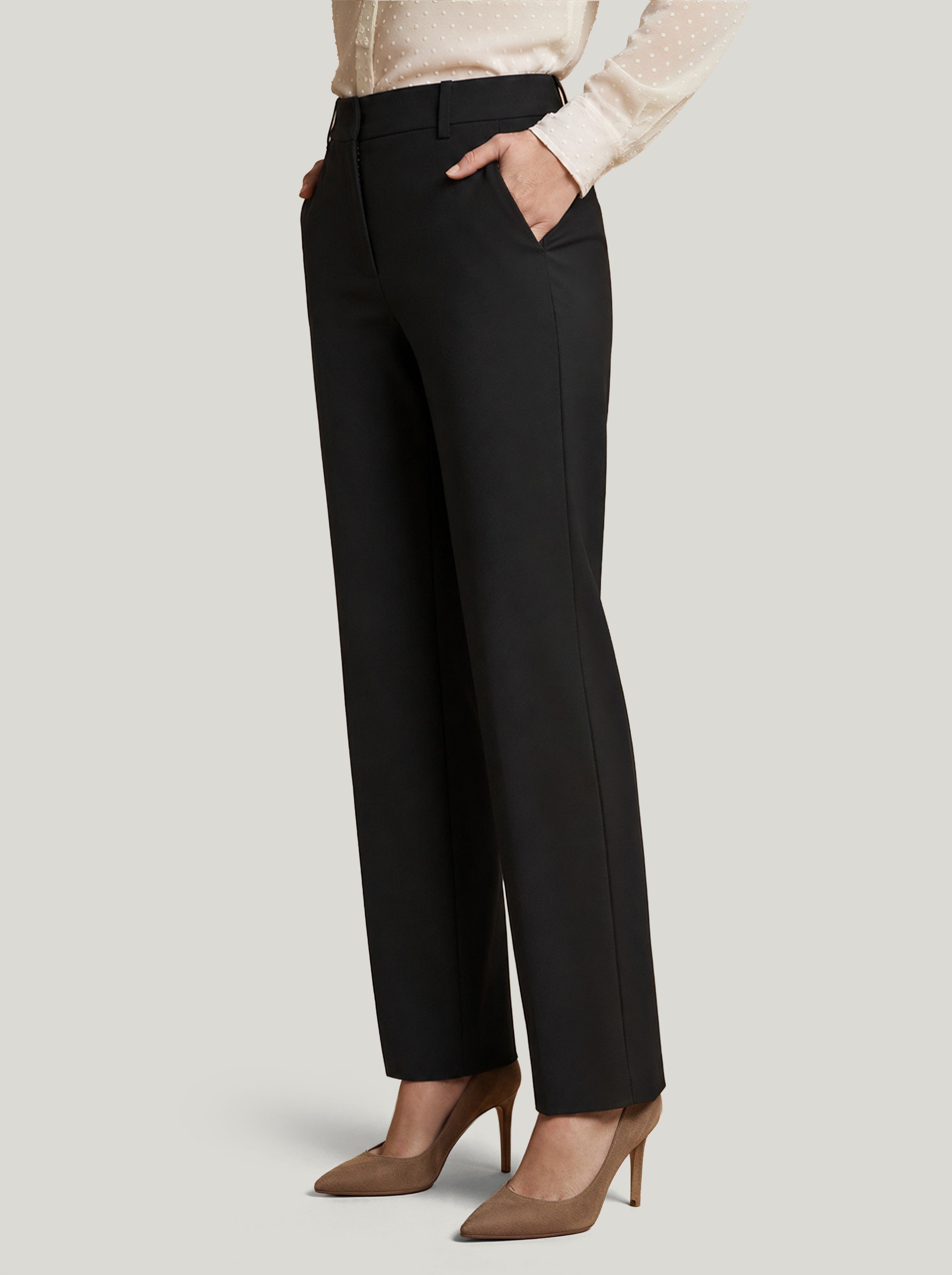Black High Rise Wide Leg Pants