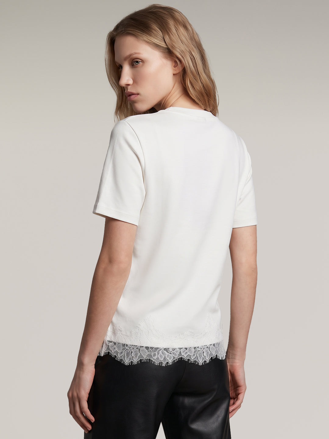 White Lace Trim T-Shirt