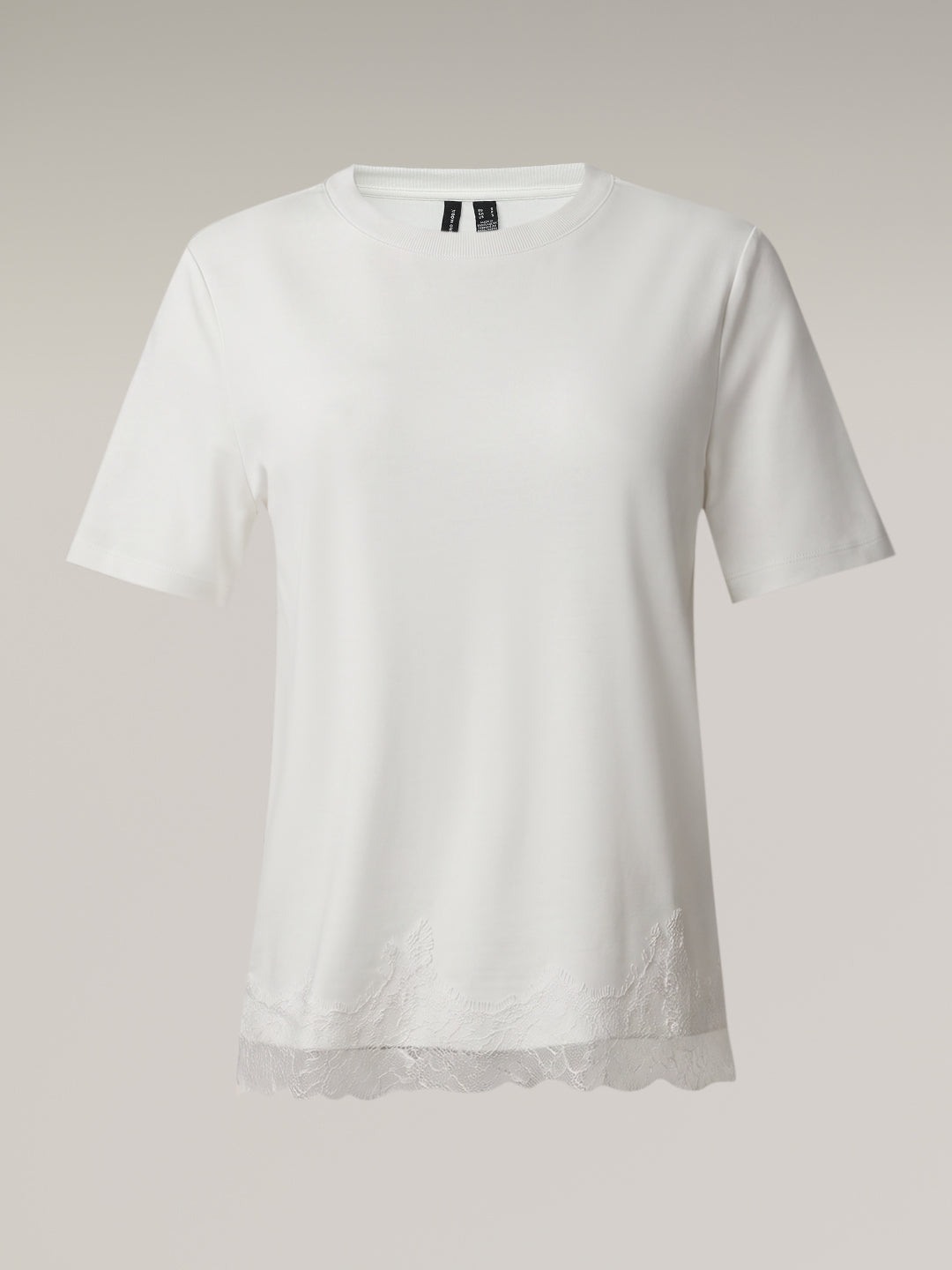 White Lace Trim T-Shirt