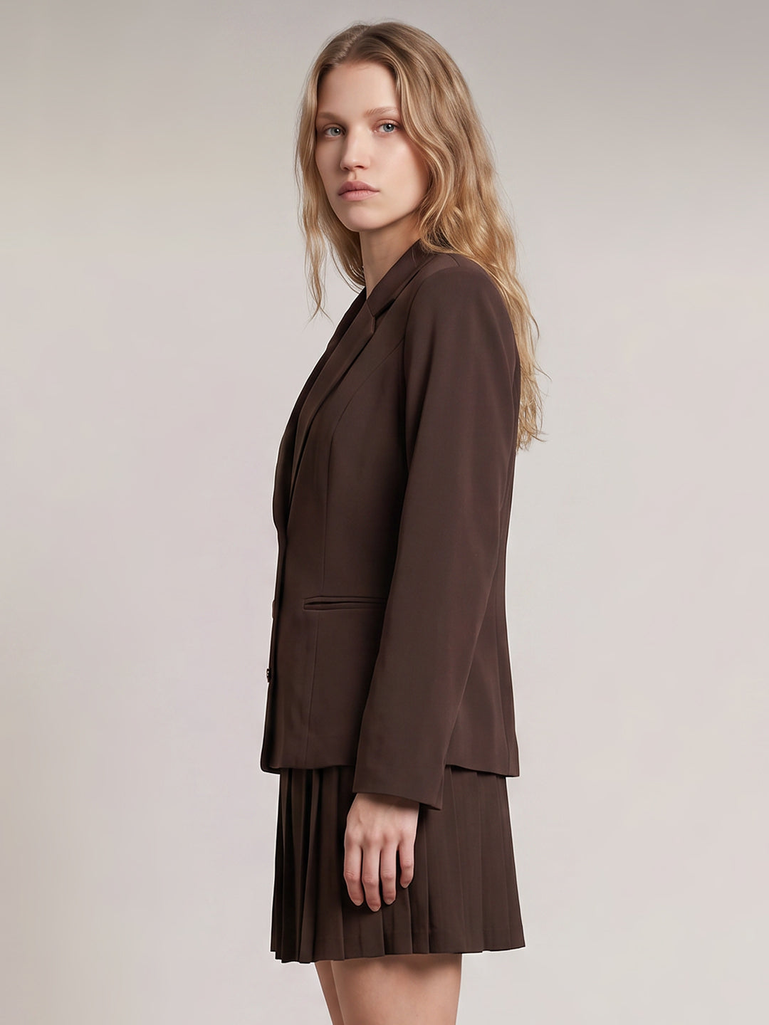 Dark Brown Mini Blazer Dress