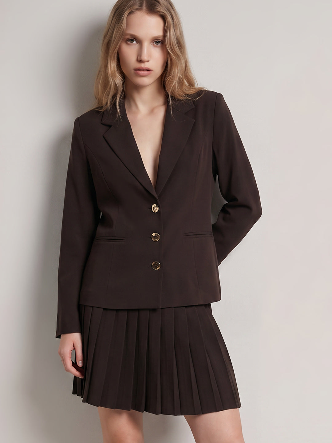Dark Brown Mini Blazer Dress