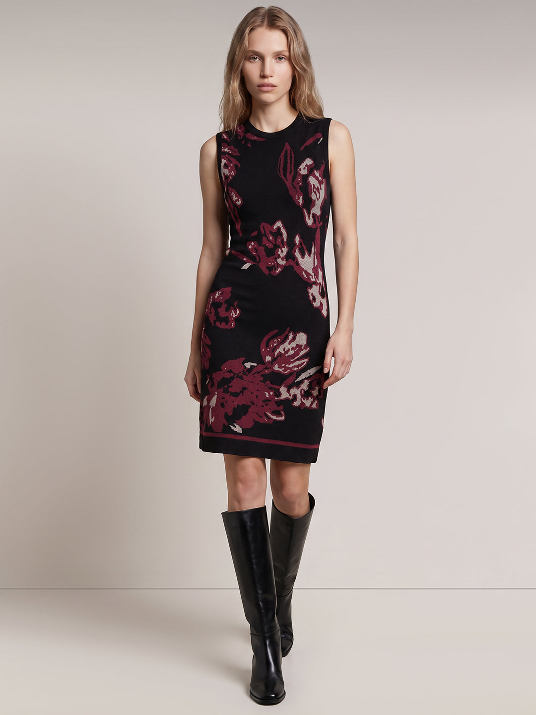 Floral Knit Bodycon Mini Dress