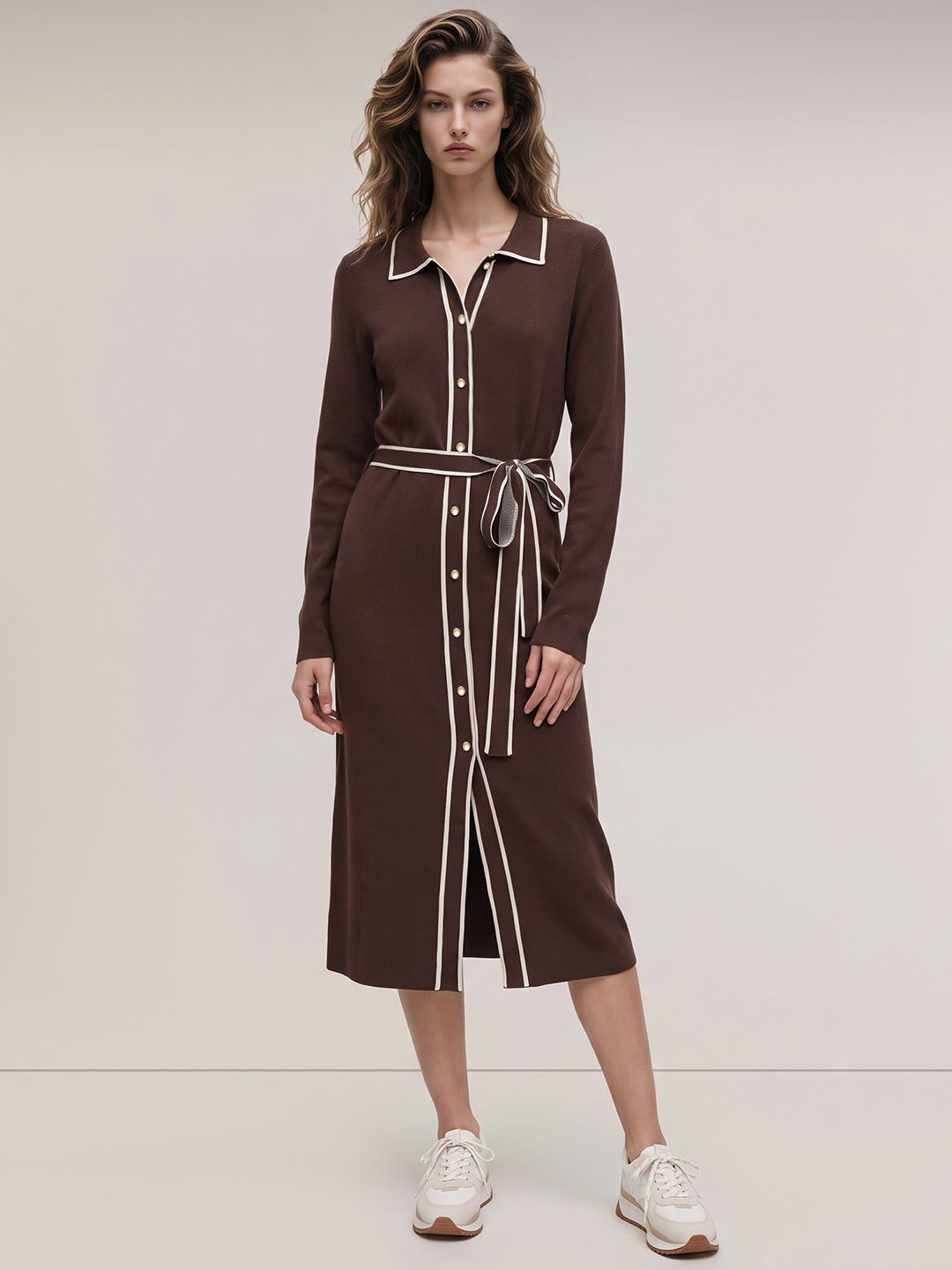 Contrast Pipping Knitted Dress