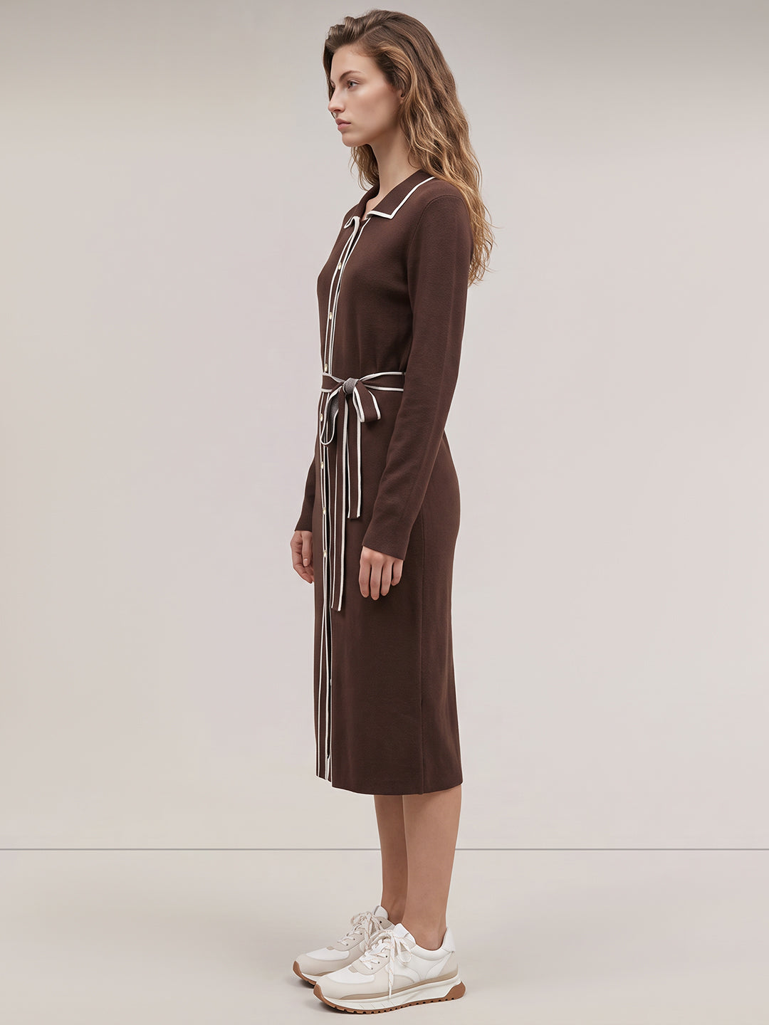 Contrast Pipping Knitted Dress
