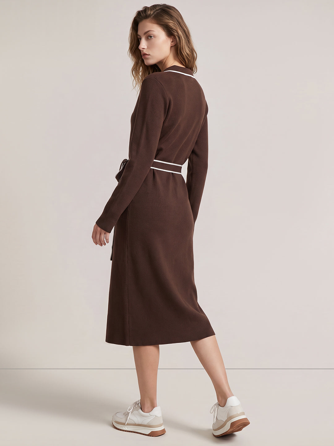 Contrast Pipping Knitted Dress