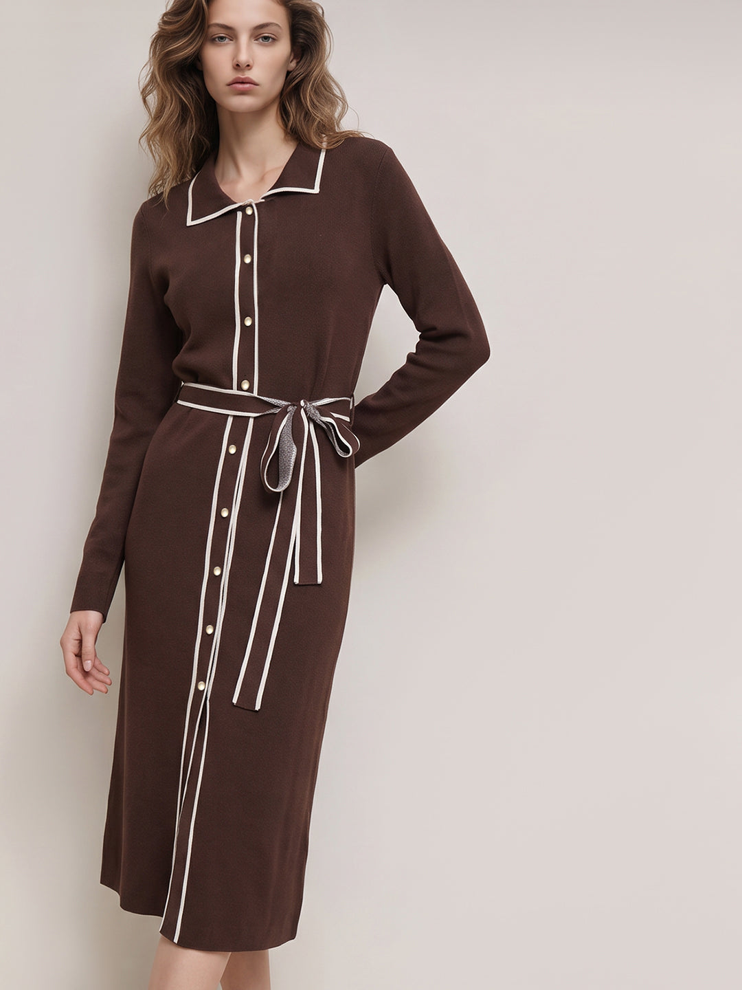 Contrast Pipping Knitted Dress