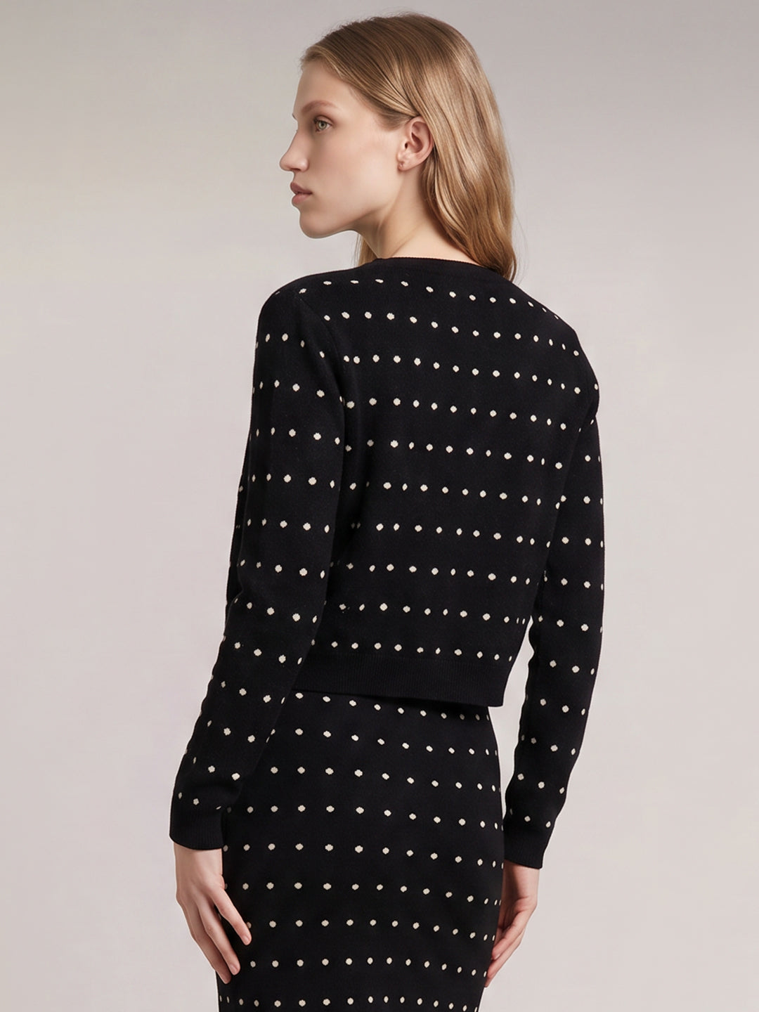 Black Printed Knit Cardigan