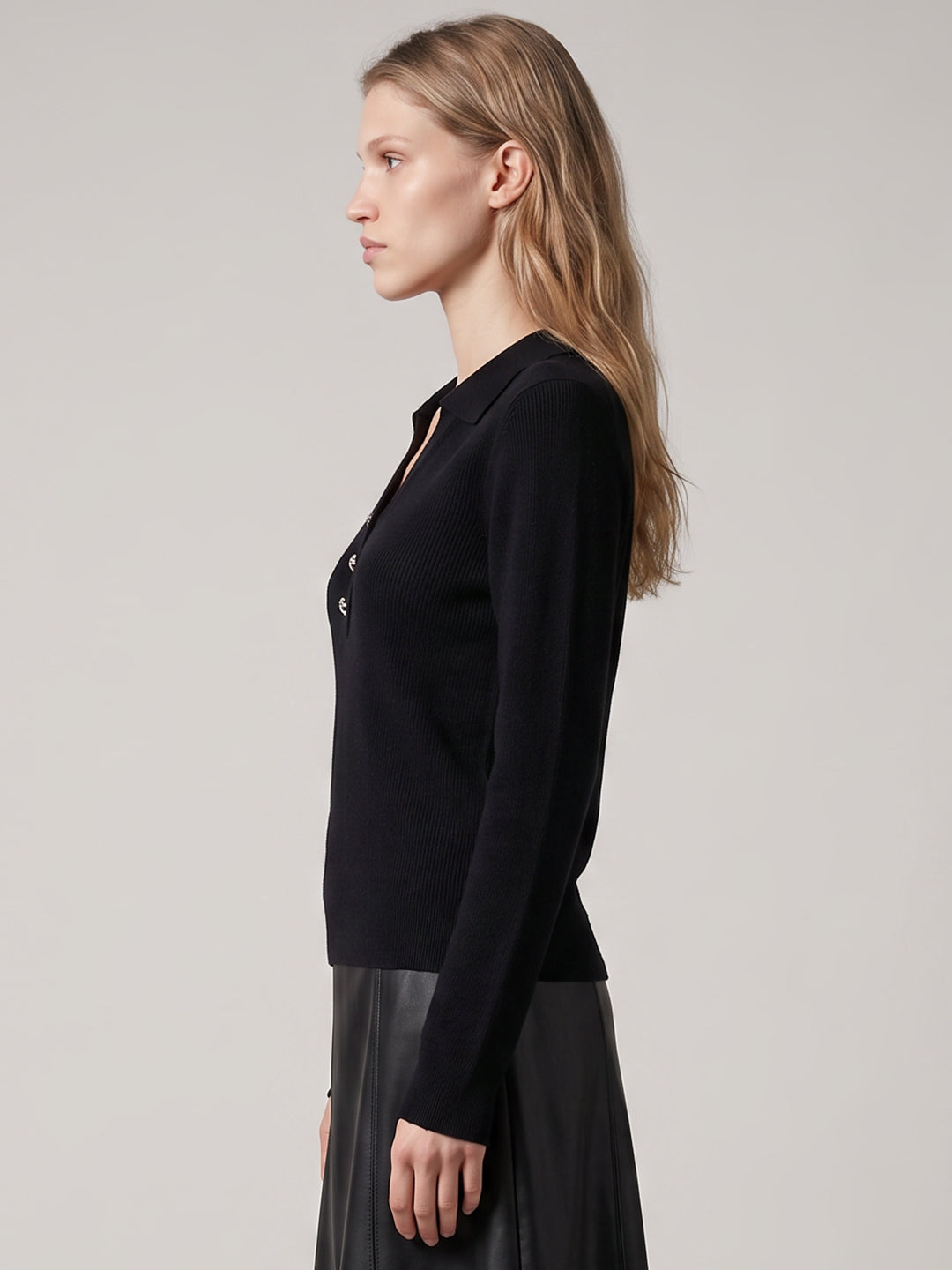 Black Full Sleeves Knit Top