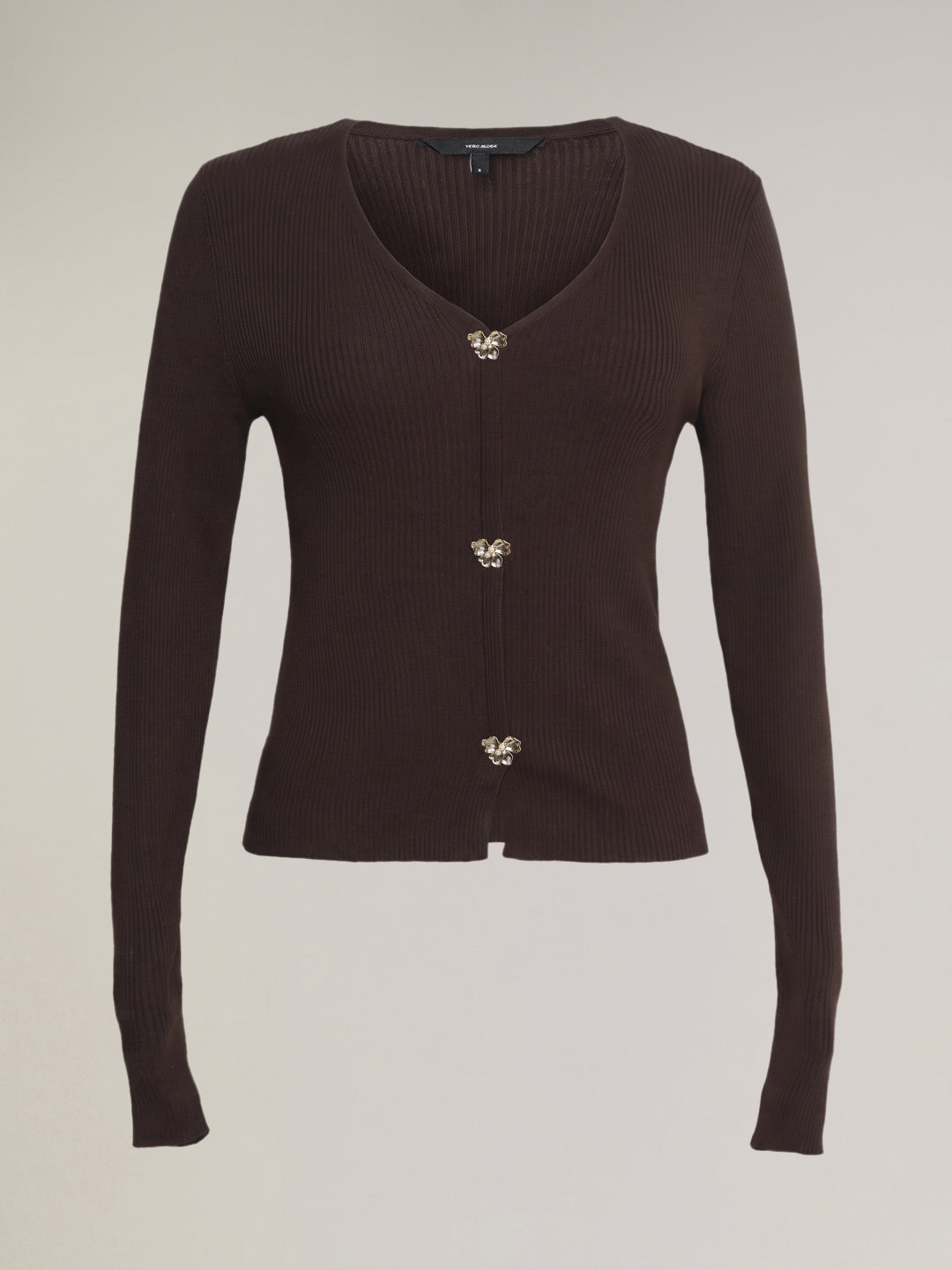 Dark Brown V-Neck Top