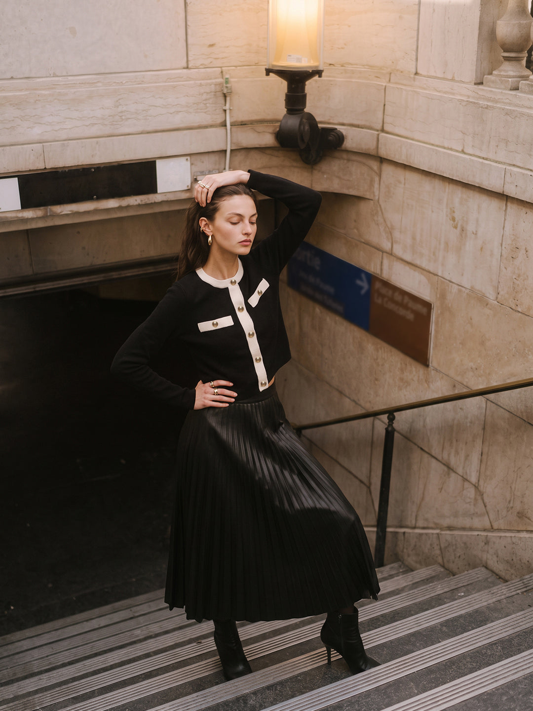 Black contrast-trim cardigan