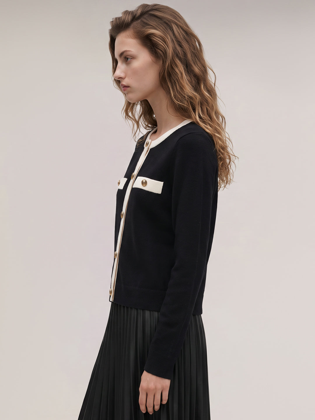 Black contrast-trim cardigan