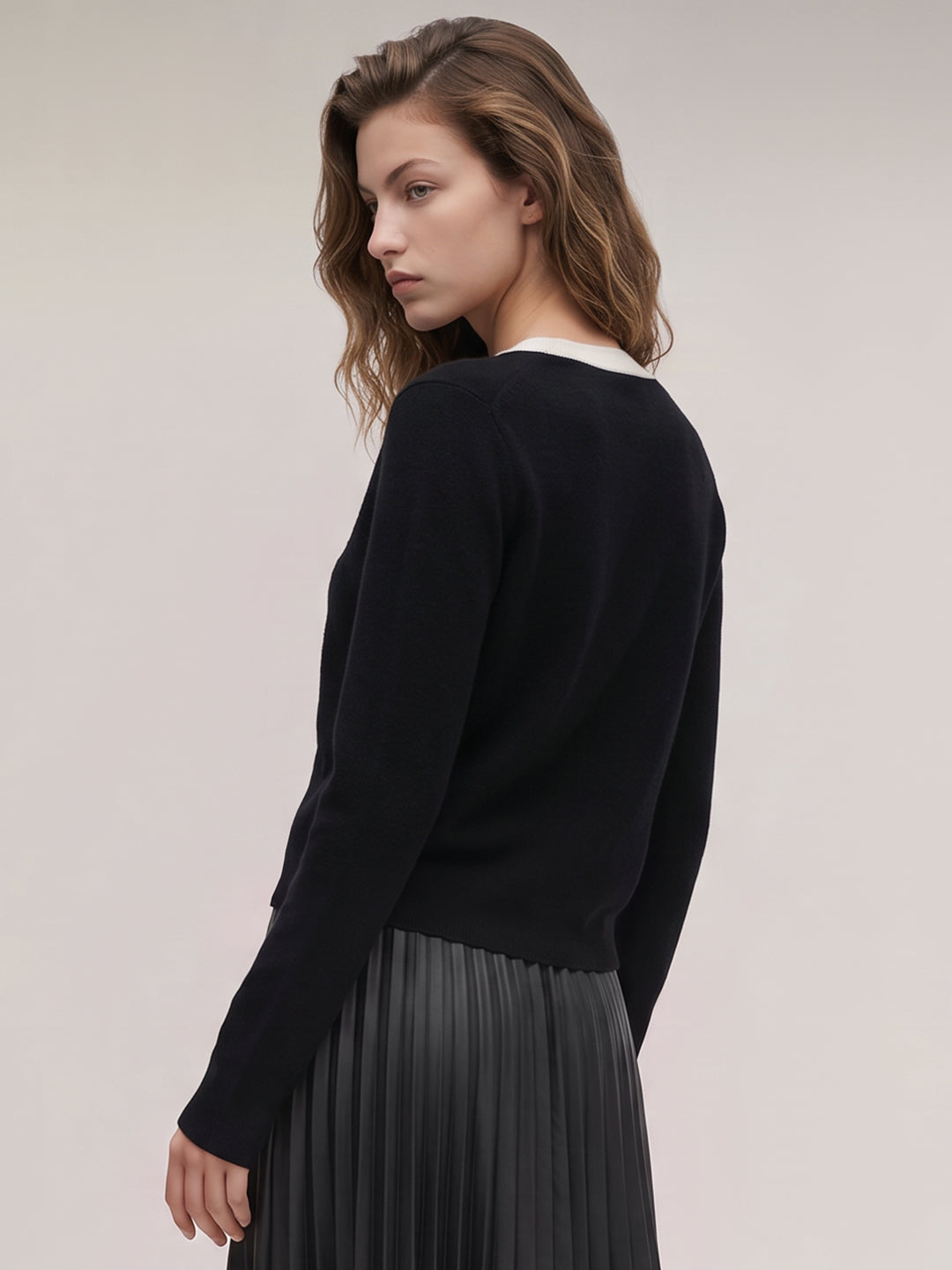 Black contrast-trim cardigan
