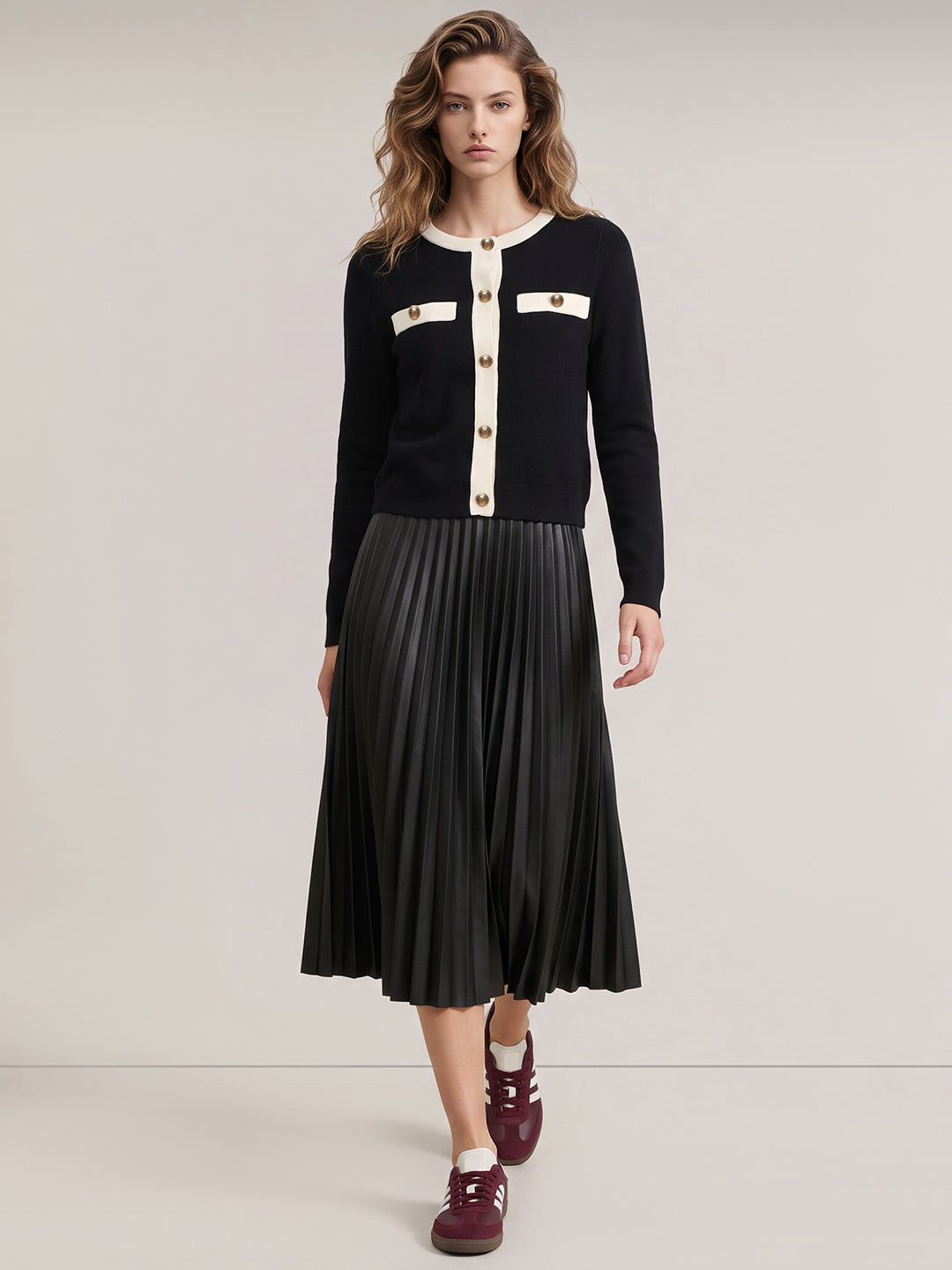 Black contrast-trim cardigan