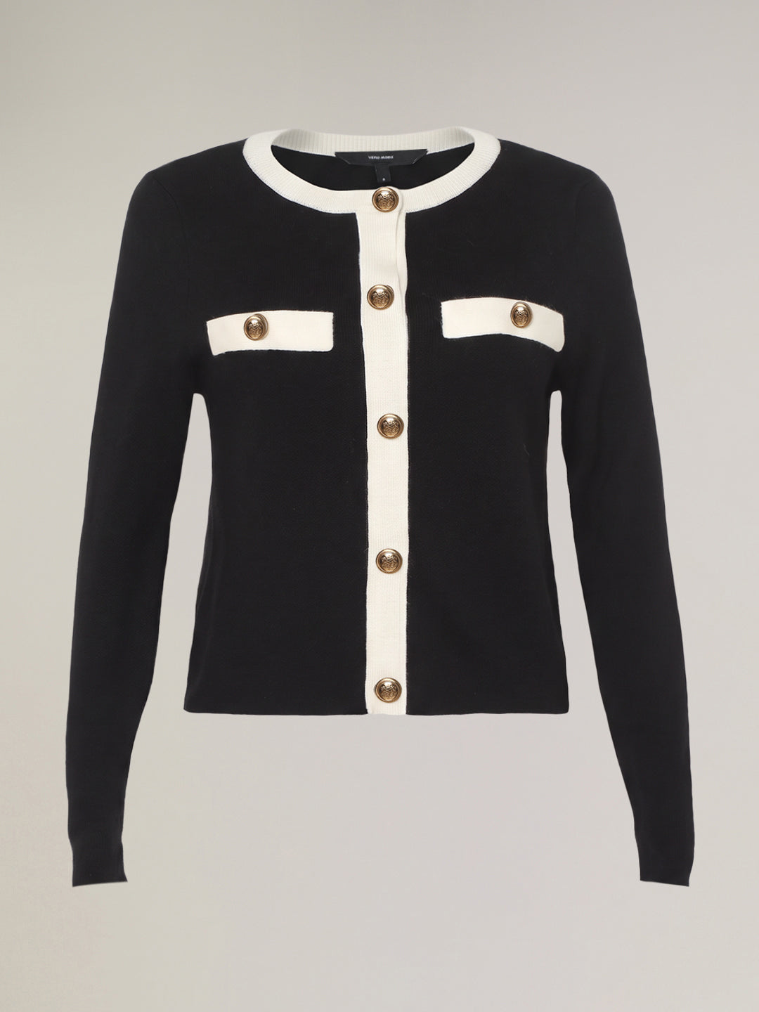 Black contrast-trim cardigan